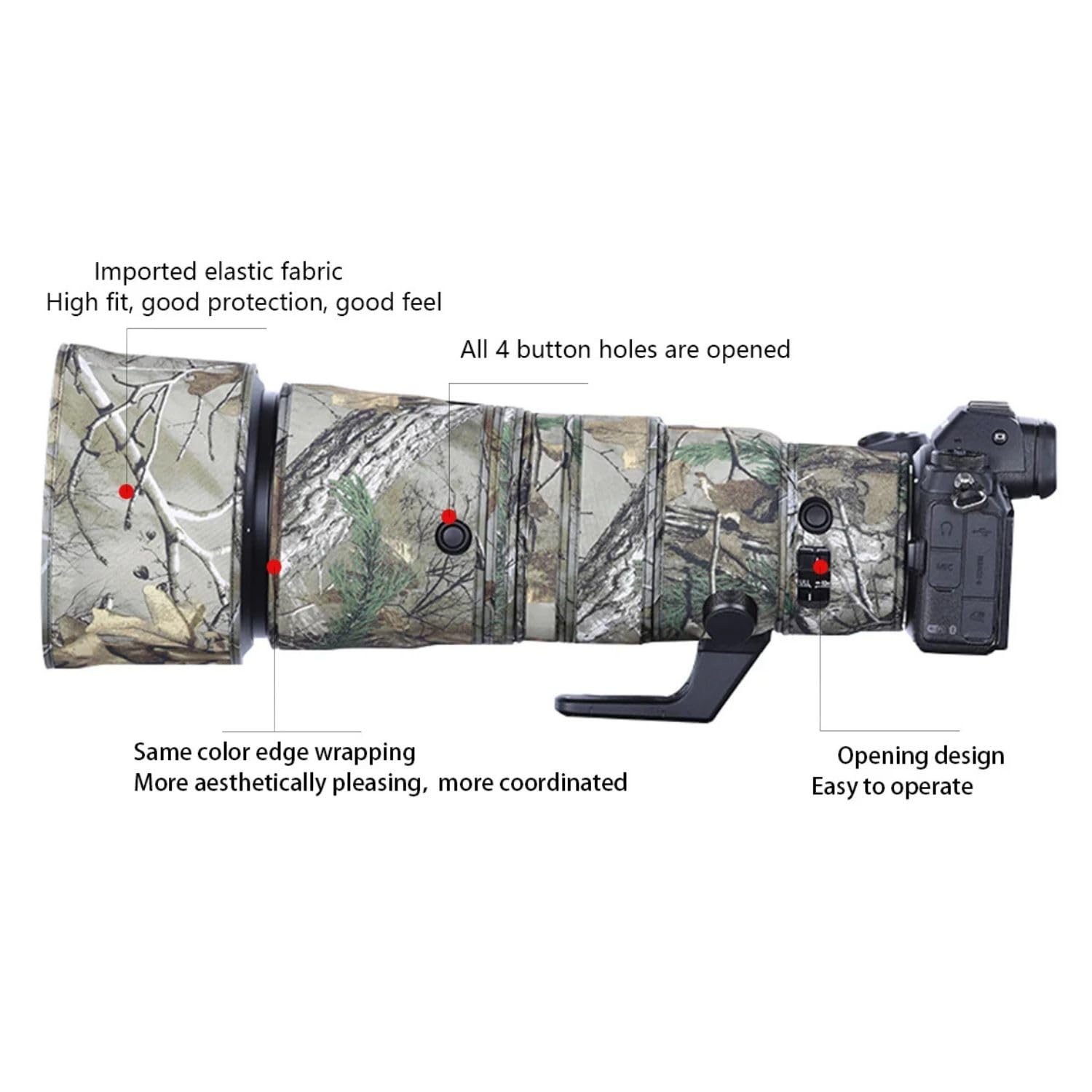Nikon Z 600mm F6.3 VR S Lens Camouflage Cover - Waterproof Rain Protective Sleeve for Bird Watching & Wildlife Photography - Perfect for Outdoor Hunting, Safari & Nature Exploration