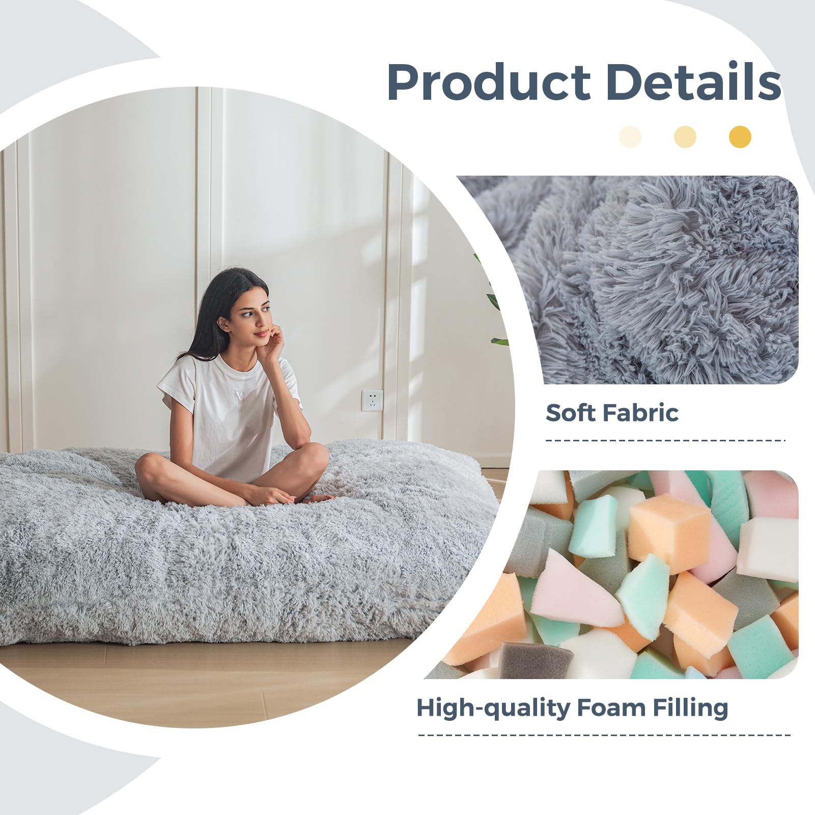 MAXYOYO 3-in-1 Convertible Bean Bag Chair - Giant Sofa Bed & Floor Mattress with High-Density Foam Filling (Grey) - Perfect for Living Room, Bedroom & Dorm Room Relaxation