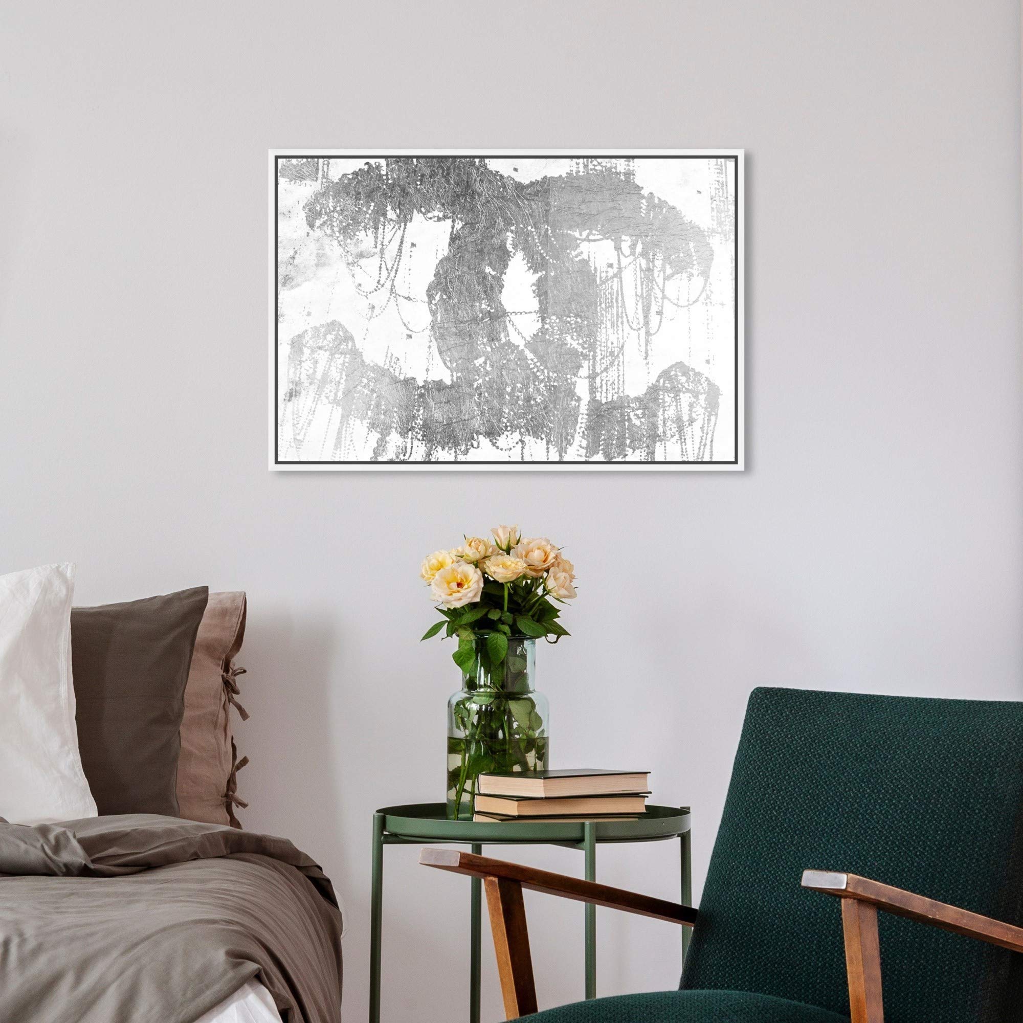 Oliver Gal Artist Co. 'Hey Lolita Silver' Framed Wall Art - 24x16 Inch Gray & White Fashion Canvas Print - Perfect for Living Room, Bedroom & Office Decor