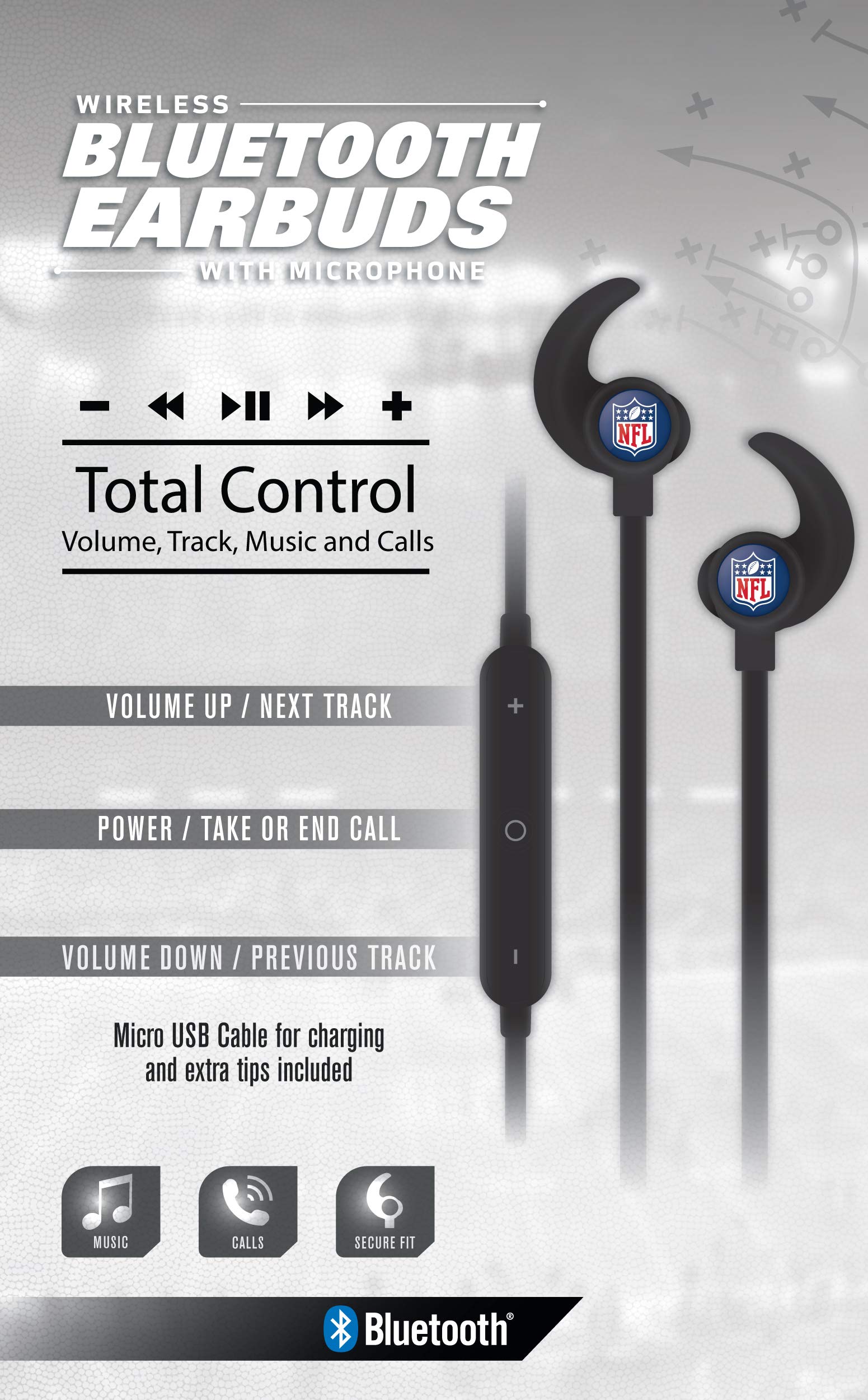 SOAR NFL Wireless Bluetooth Earbuds - Noise Cancelling, Stereo Sound, 30H Playtime - Perfect for Sports, Workouts & Gaming (Compatible with iPhone/Android)