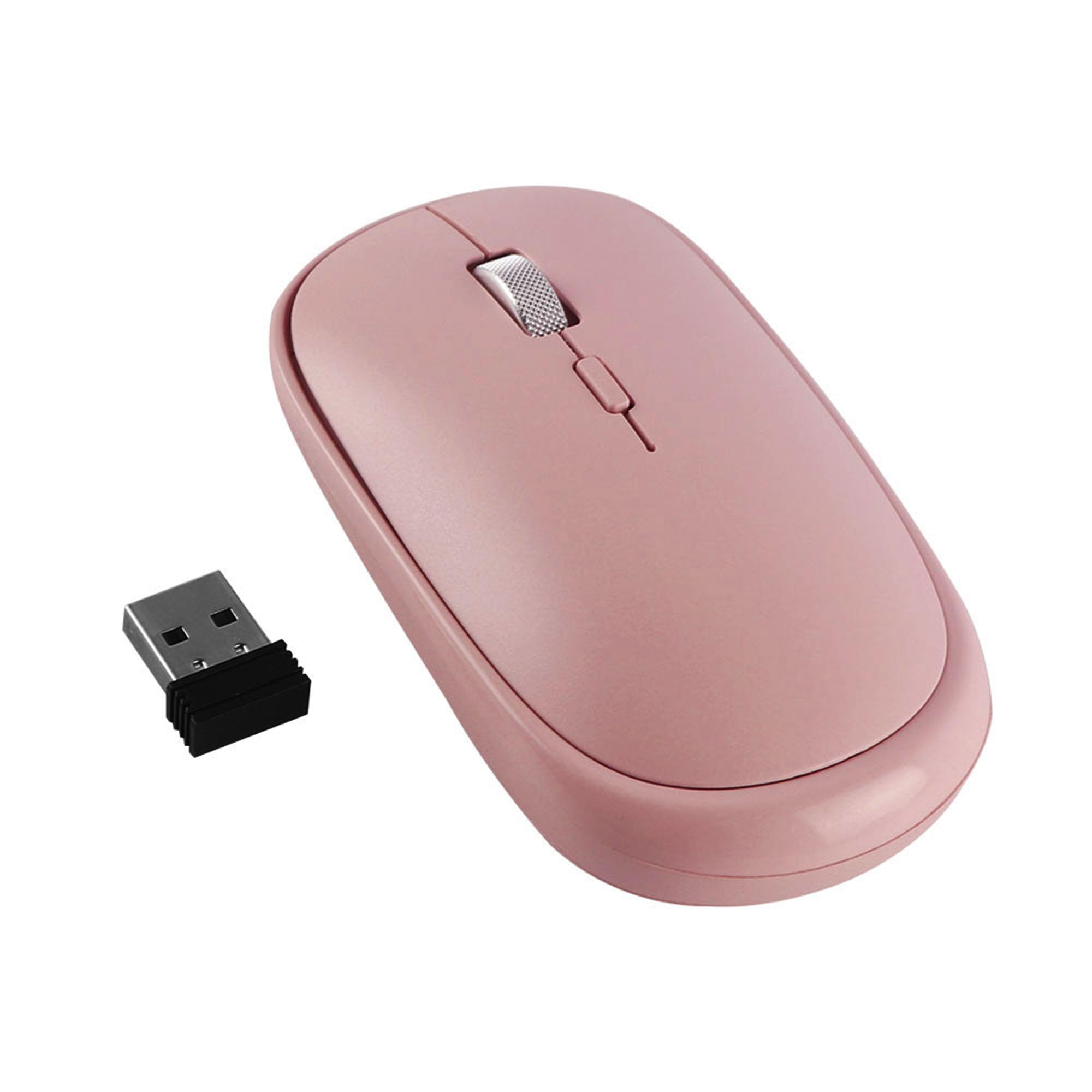 Wireless Mouse for Laptop, Bluetooth & USB Dual Mode Silent Mouse - Pink | Compatible with PC, MacBook, Desktop | Perfect for Office, Home & Travel Use