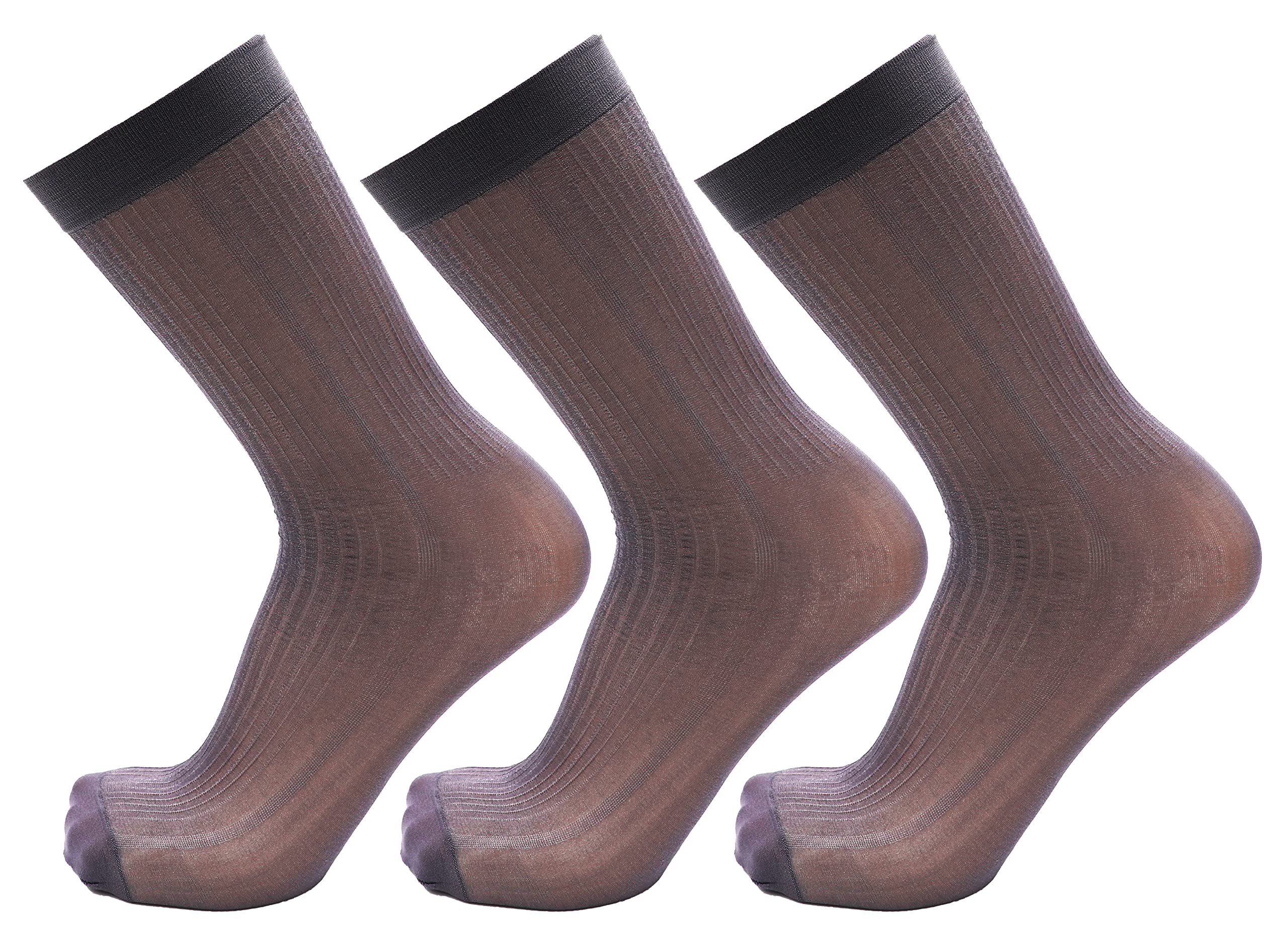 3-Pack Men's Sheer Nylon Dress Socks - Comfortable & Breathable Formal Socks for Business, Office & Wedding Attire