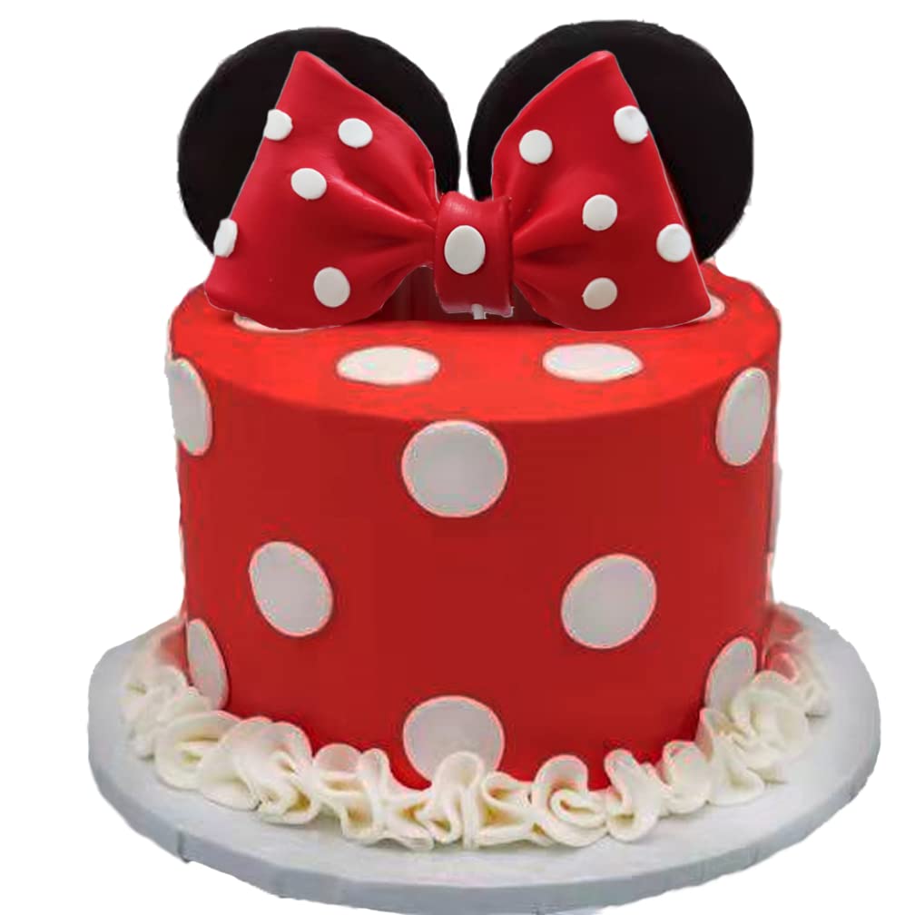 Red Mouse Cake Topper with Bow and Ears for Birthday Cakes - Perfect for Kids' Birthday Parties, Baby Showers & Disney Themed Celebrations