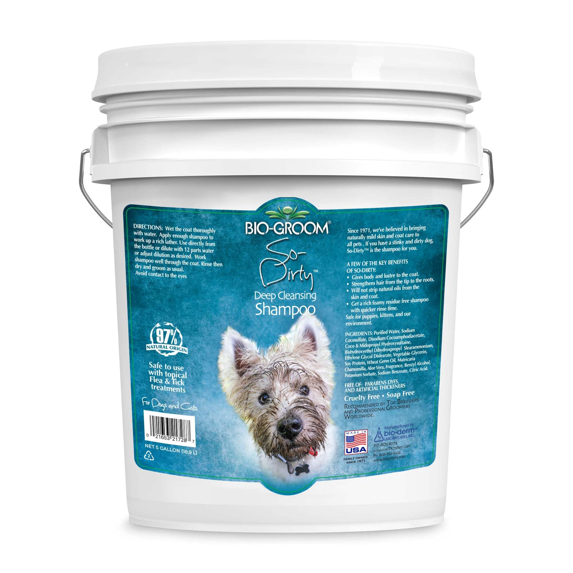 Bio-Groom So-Dirty Dog Shampoo - Quick Rinse Pet Shampoo for Smelly Dogs | Cruelty-Free, Made in USA | 5 Gallon Bulk Dog Bathing & Grooming Supplies | Perfect for Professional Groomers, Kennels & Dirty Dogs After Outdoor Adventures