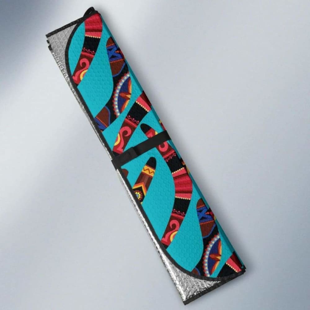 Authentic Australian Aboriginal Boomerang Car Sun Shade - UV Protection Window Shade with Blue Tribal Design for Cars, SUVs & Trucks | Perfect for Road Trips & Parking Protection