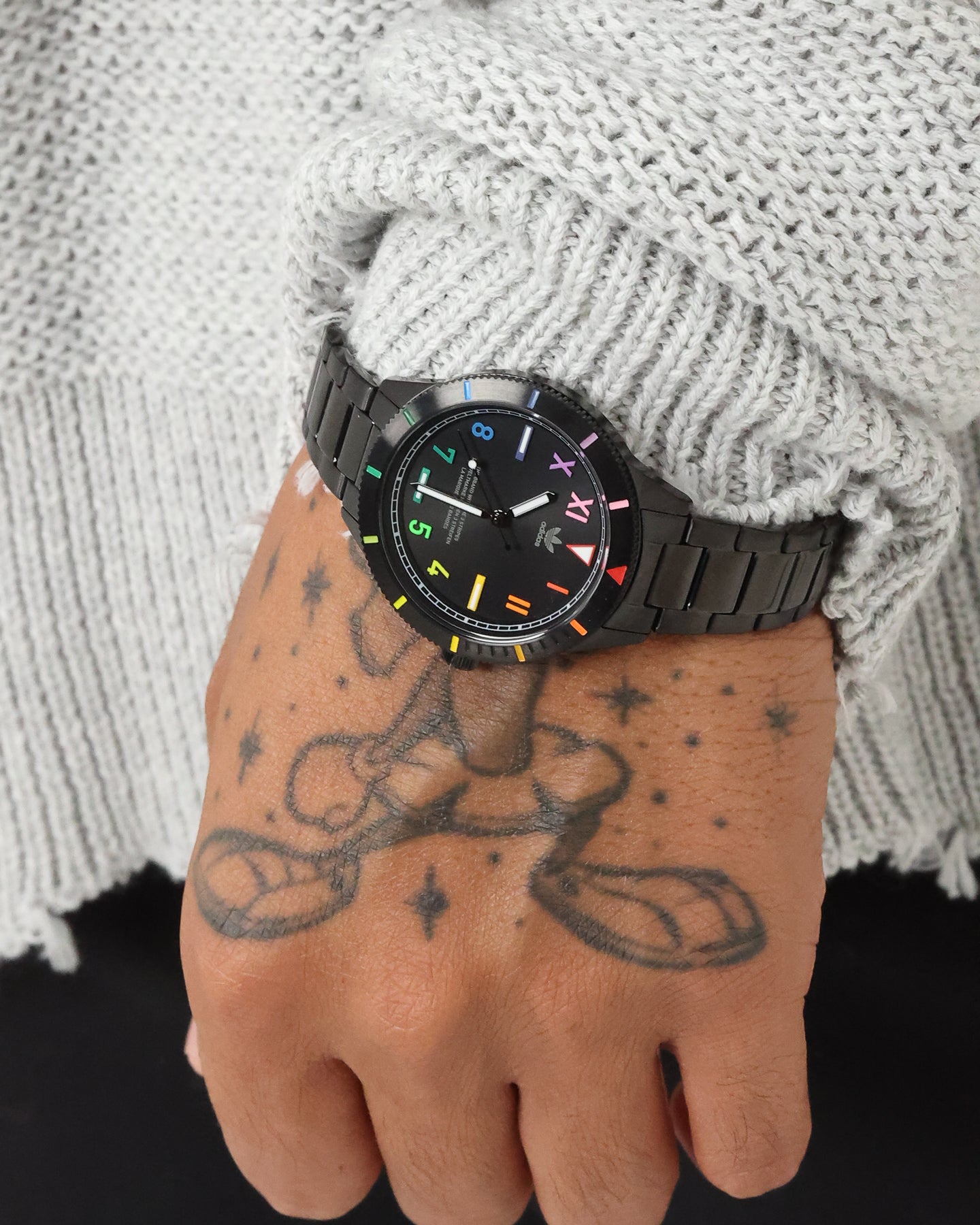 Adidas Edition Three 36MM Black/Rainbow Watch - Stylish Unisex Sports Watch for Men & Women - Perfect for Running, Gym Workouts & Everyday Wear