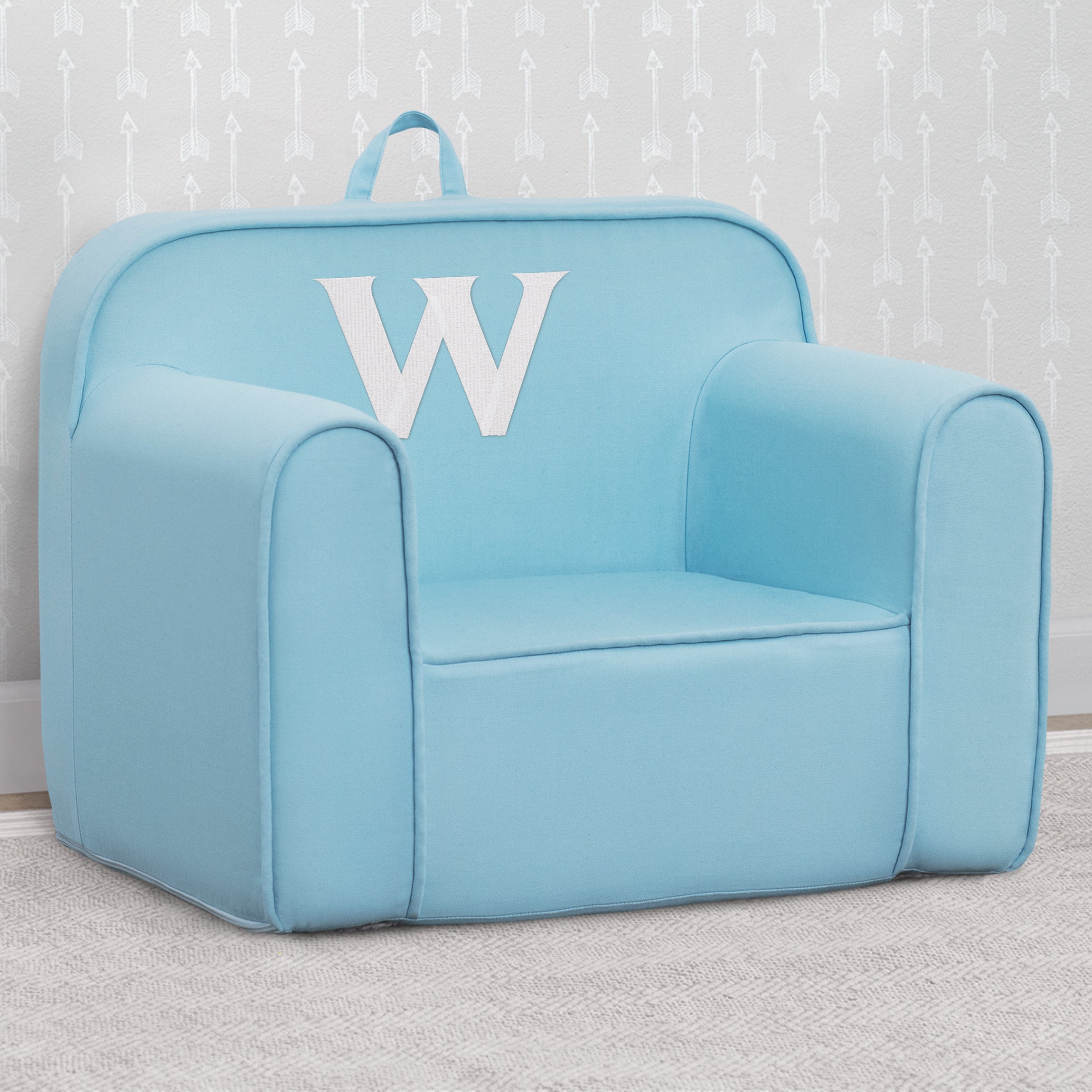 Personalized Monogram Light Blue Cozee Chair - Custom Plush Recliner for Living Room, Nursery & Office - Cozy Reading & Relaxation Seat