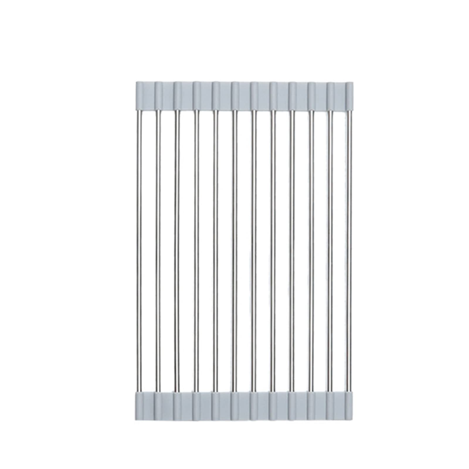 Stainless Steel Kitchen Sink Drainage Rack with Silicone Filter - Roll-Up Dish Drying Rack for Fruits, Vegetables & Utensils - Space-Saving Curtain Style Sink Organizer for Small Kitchens & RVs