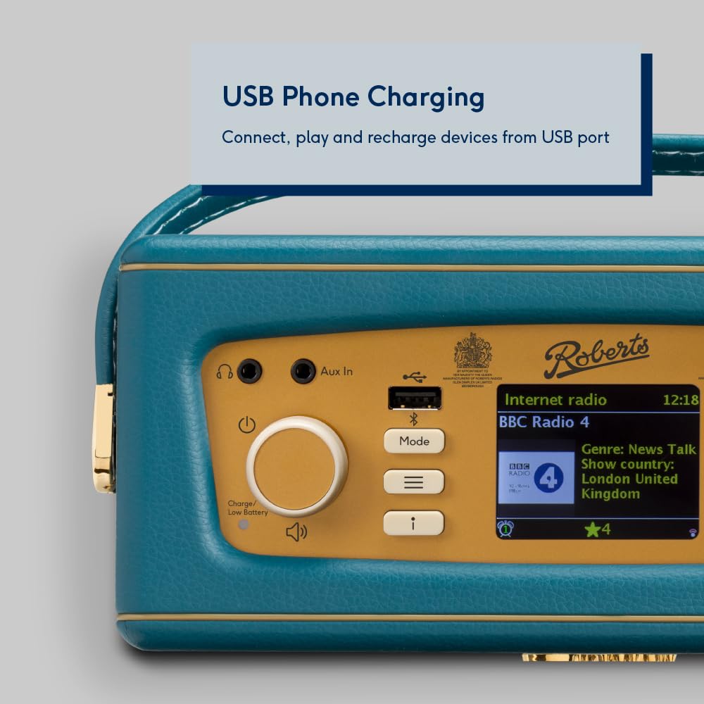 Roberts Revival iSTREAML FM/DAB/DAB+/Internet/Bluetooth Radio - Teal Blue Portable Digital Radio for Home, Office, and Outdoor Use