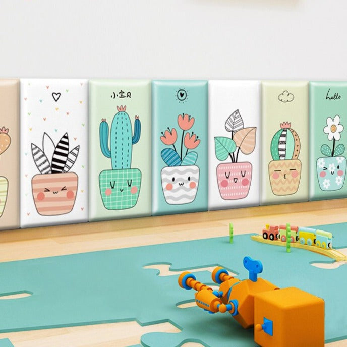 Tropical Rainforest Themed Kids Wall Cushion Decals - Soft Playroom Decor for Nursery, Bedroom & Classroom