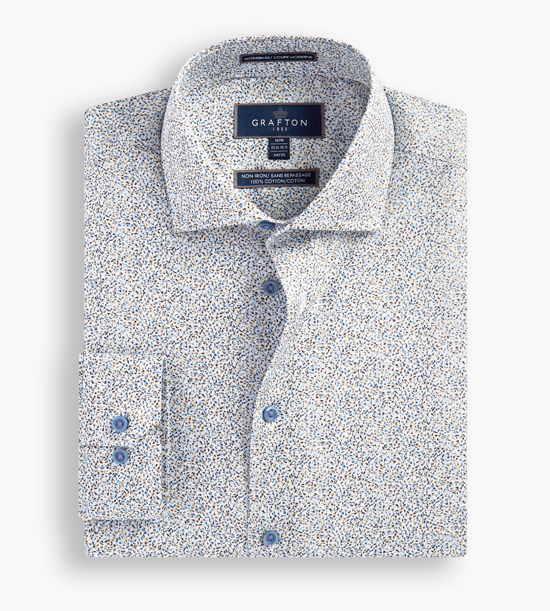Modern Fit Leaf Print Non-Iron Dress Shirt for Men - Wrinkle-Free Business Casual Office Wear & Formal Occasions