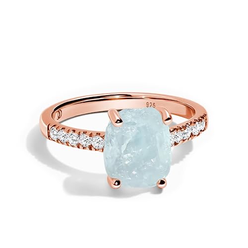Rose Gold Aquamarine Ring - Ritzy