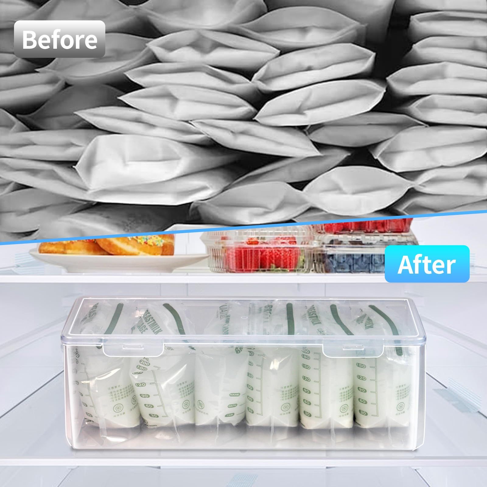 2-Pack Breastmilk Storage Bag Organizer Tower - Freezer Storage Rack for Bottles, Yogurt Bags & Containers | Perfect for Nursery, Kitchen & Breastfeeding Organization