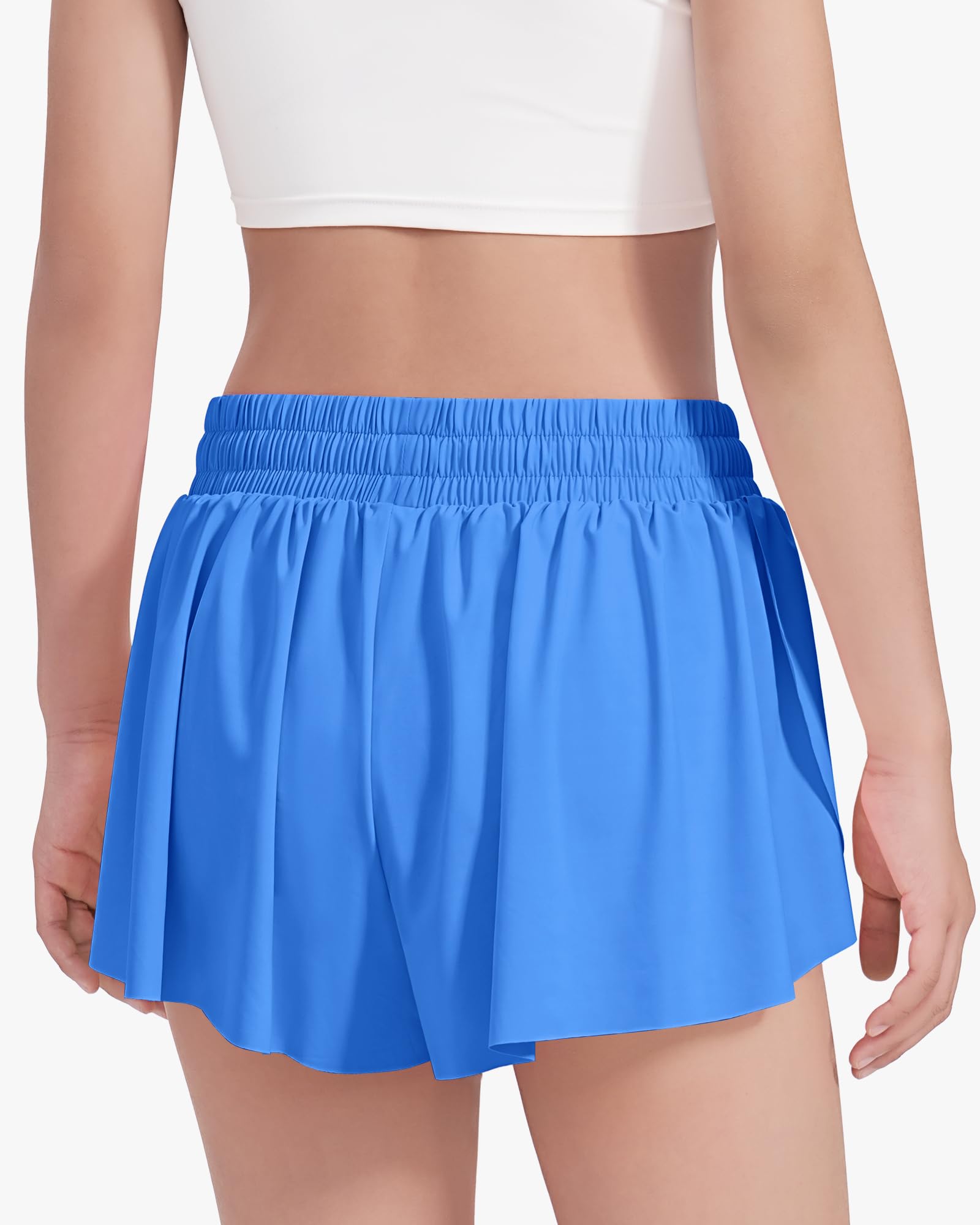 HASMES Girls Butterfly Print Athletic Shorts - Breathable Running Dance Cheer Shorts for Teens Age 5-14 Years - Perfect for Sports, Gym, Yoga & Casual Wear