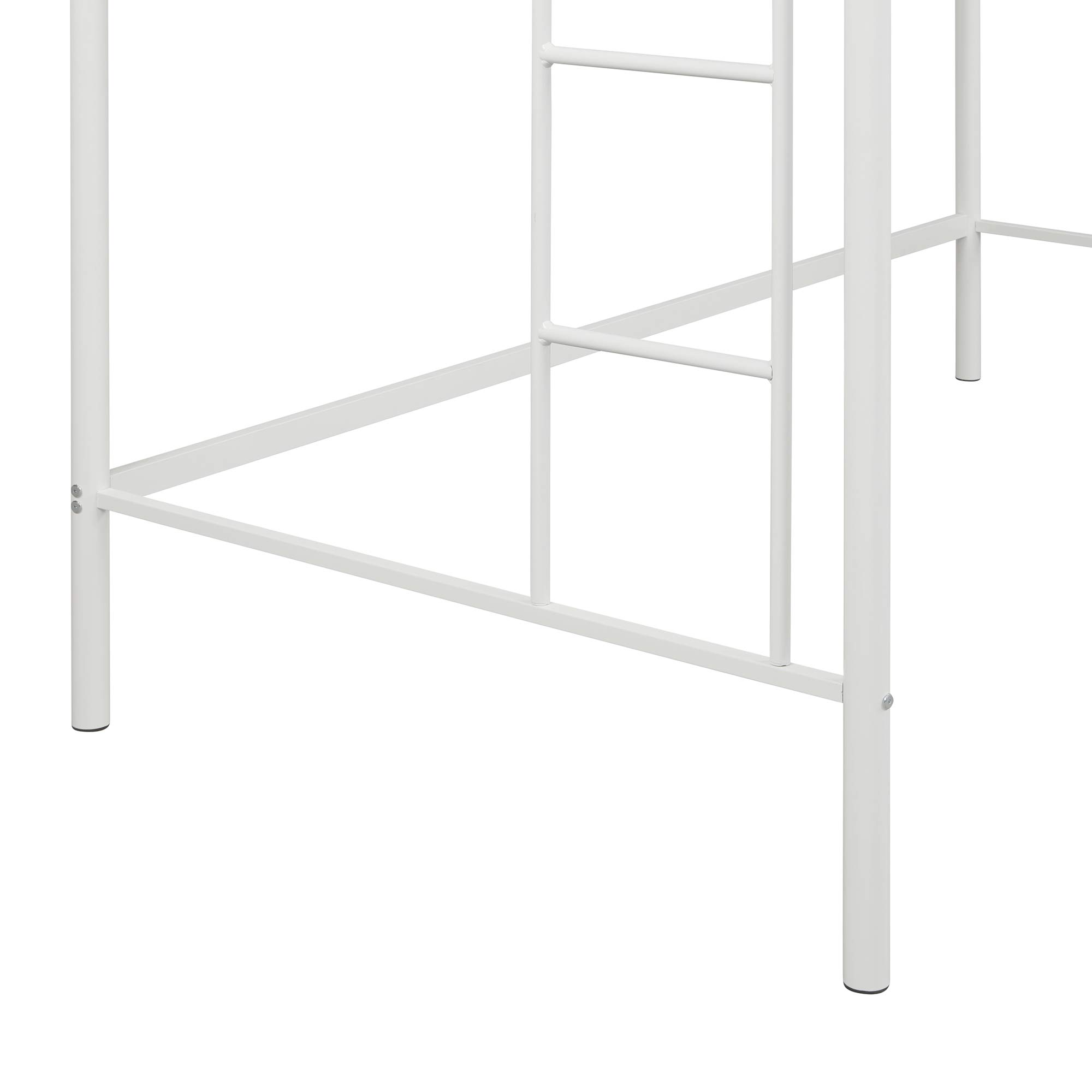 **Heavy Duty Twin Loft Bed with 2 Ladders, Space-Saving Multifunctional Metal Frame, Kids Loft Bed with Safety Guard Rails - Modern White Loft Bed for Small Bedrooms, Dorms & Kids' Rooms**    *(Perfect for maximizing space in apartments, shared rooms, or children's bedrooms with sturdy construction and safety features.)*
