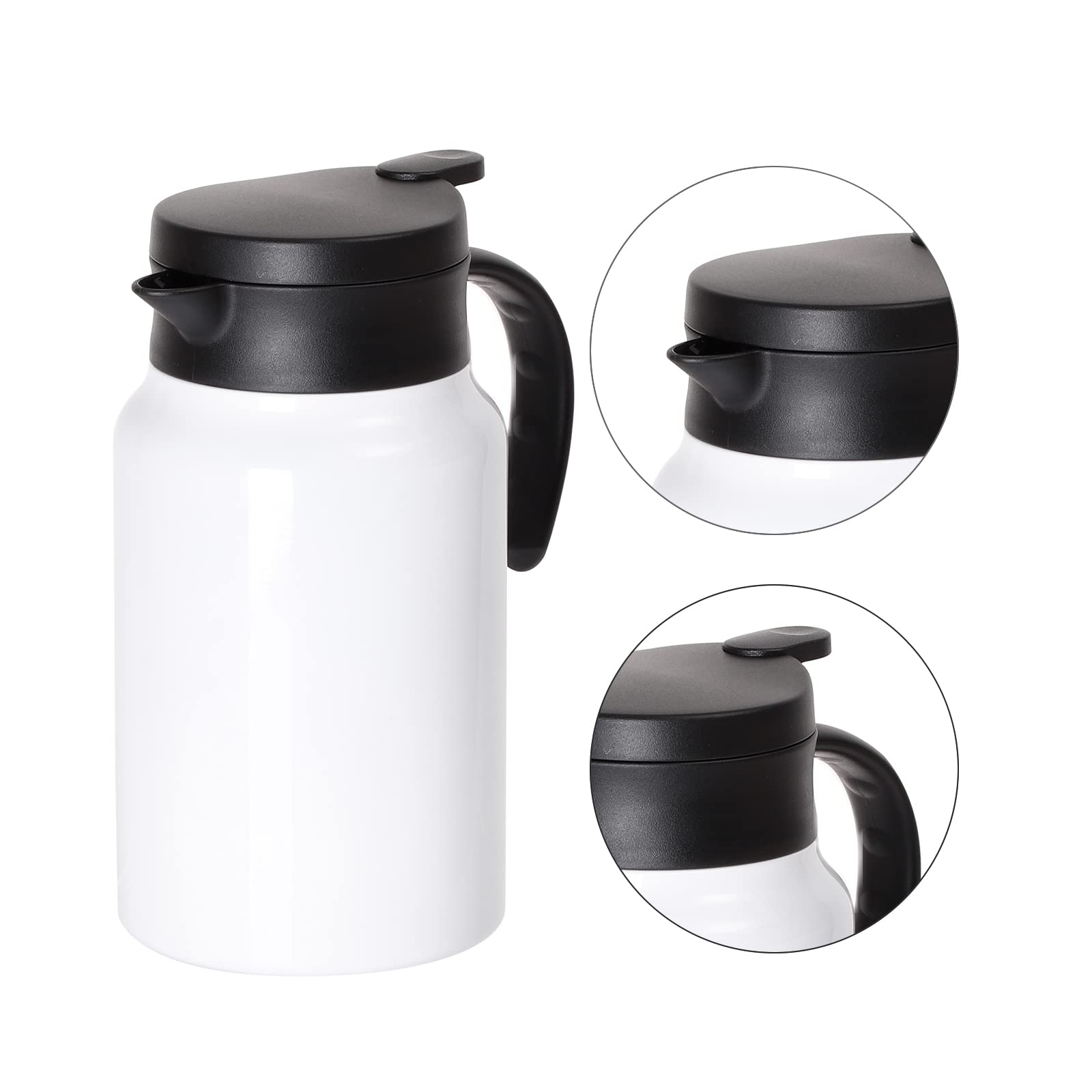 PYD Life 50oz Stainless Steel Double Wall Vacuum Insulated Thermal Carafe - 1.5L White Coffee Pot for Sublimation Printing (2 Pack) | Perfect for Office, Home & Outdoor Use