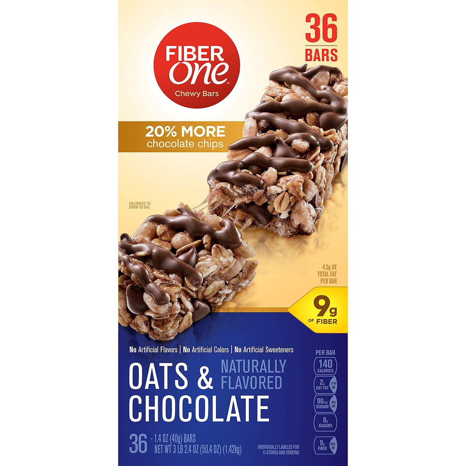 Fiber One Oats & Chocolate Granola Bars - 128 Count Pack | Healthy Breakfast & Snack Bars for Adults & Kids | Perfect for On-the-Go, Office, School & Hiking