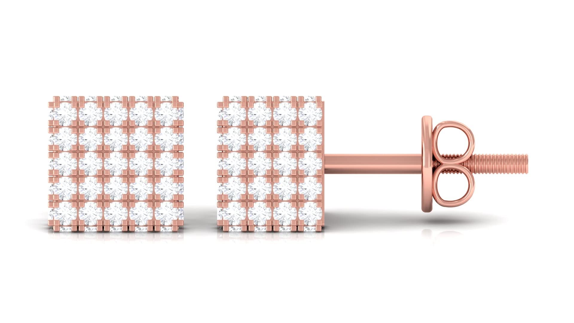 10K Solid Gold Zirconia Cube Stud Earrings for Women - Geometric Illusion Set CZ Earrings | Perfect for Everyday Wear, Parties & Special Occasions