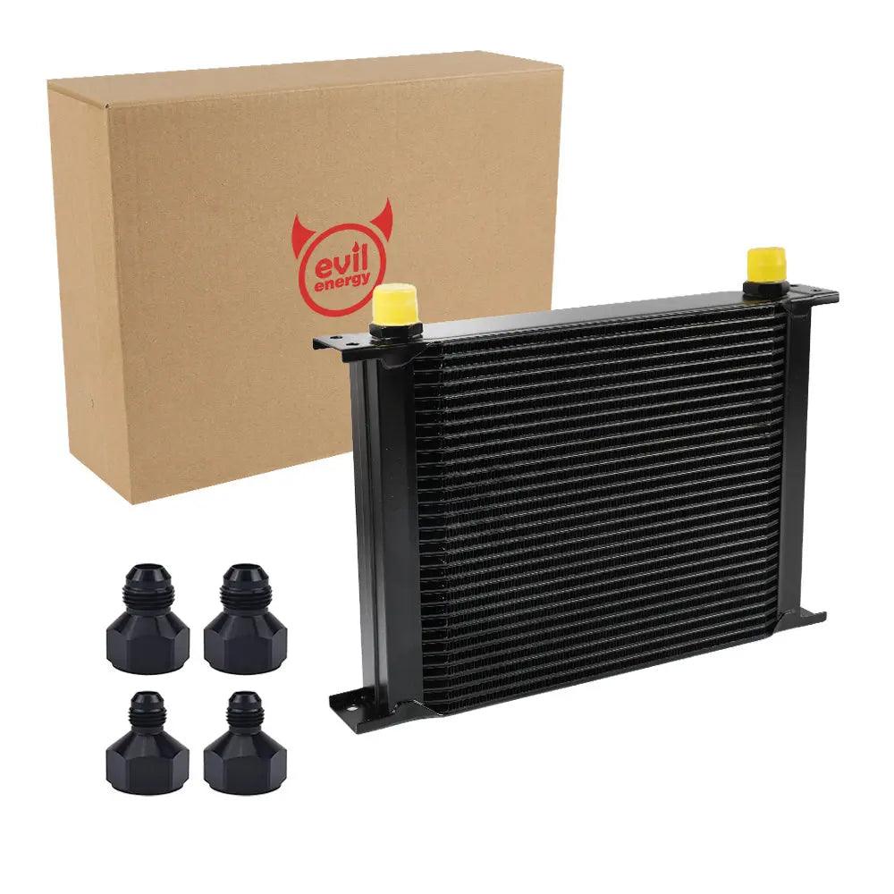 EVIL ENERGY Universal Stacked Plate Oil Cooler - 10AN 10/16/19/30 Row for Engine & Transmission - High Performance Cooling for Racing, Off-Road & Heavy-Duty Vehicles