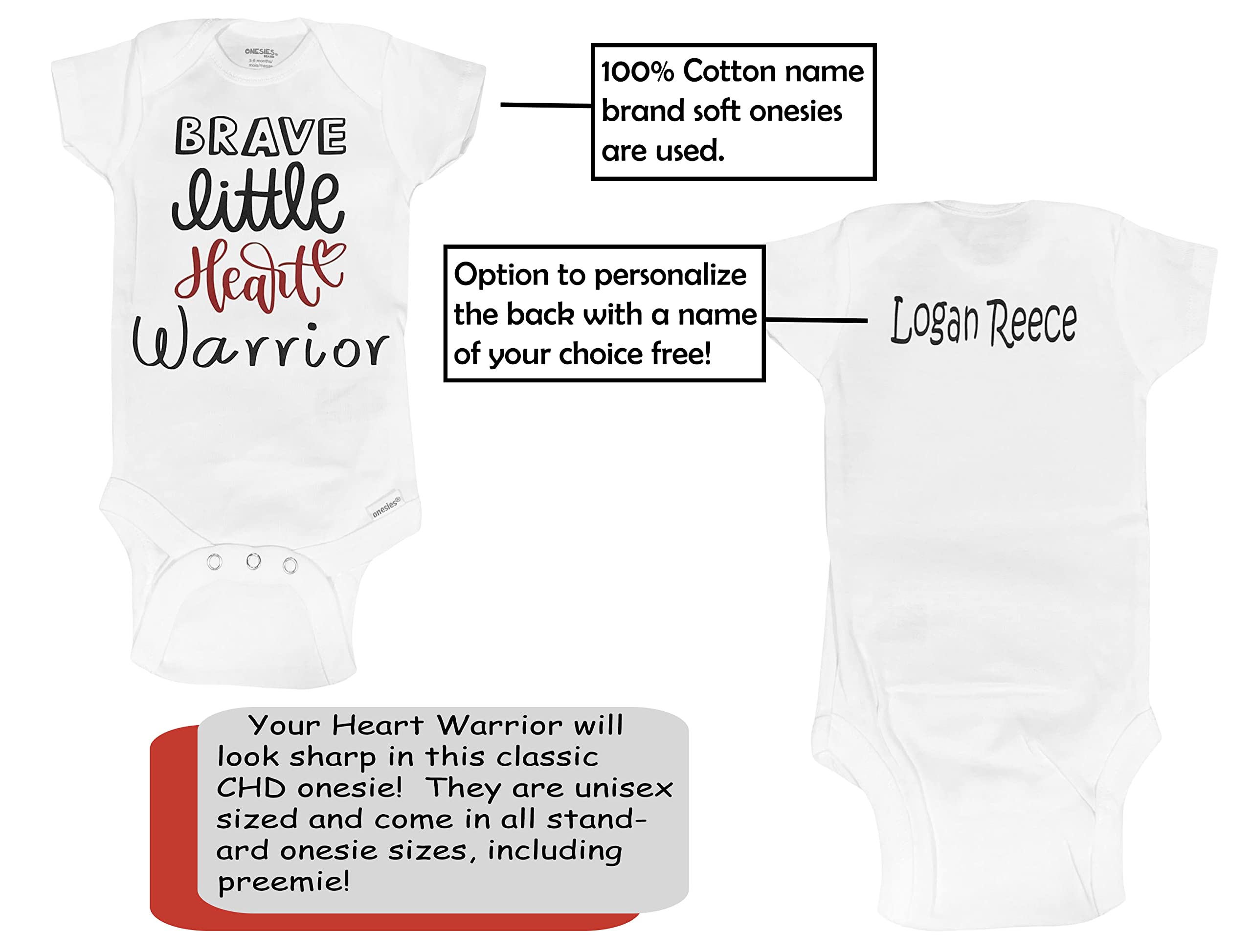 Personalized Heart Warrior CHD Baby Bodysuits - CHD Awareness Infant Clothes & Heart Surgery Gifts for Moms - Get Well Soon Care Package - Heartiversary Outfit for CHD Babies - Perfect for Hospital Visits, Recovery & Special Occasions