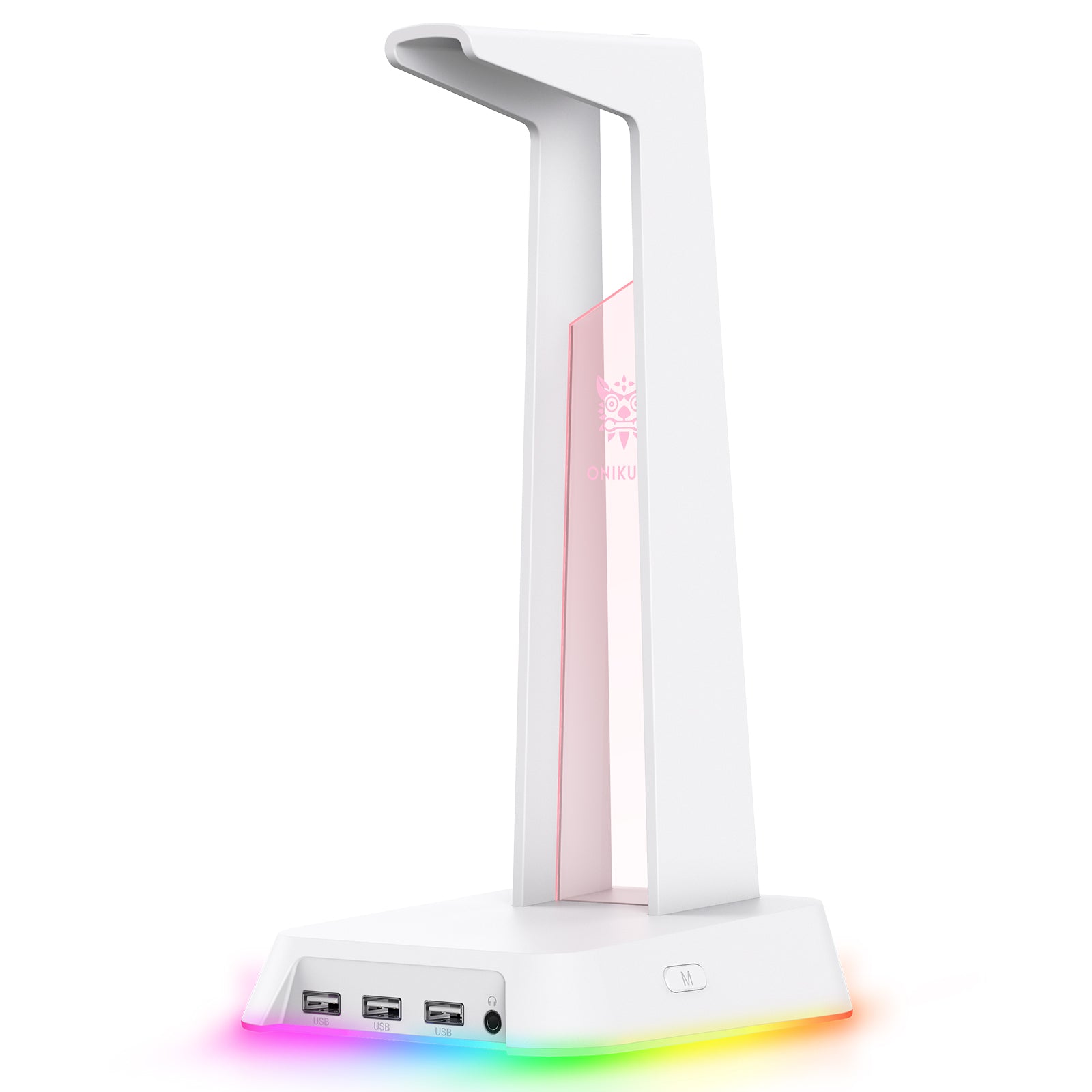 ONIKUMA ST2 RGB Gaming Headphone Stand with 3 USB Ports & 3.5mm AUX Jack - Perfect for PC Gaming Setup, Streaming Studio & Office Workspace