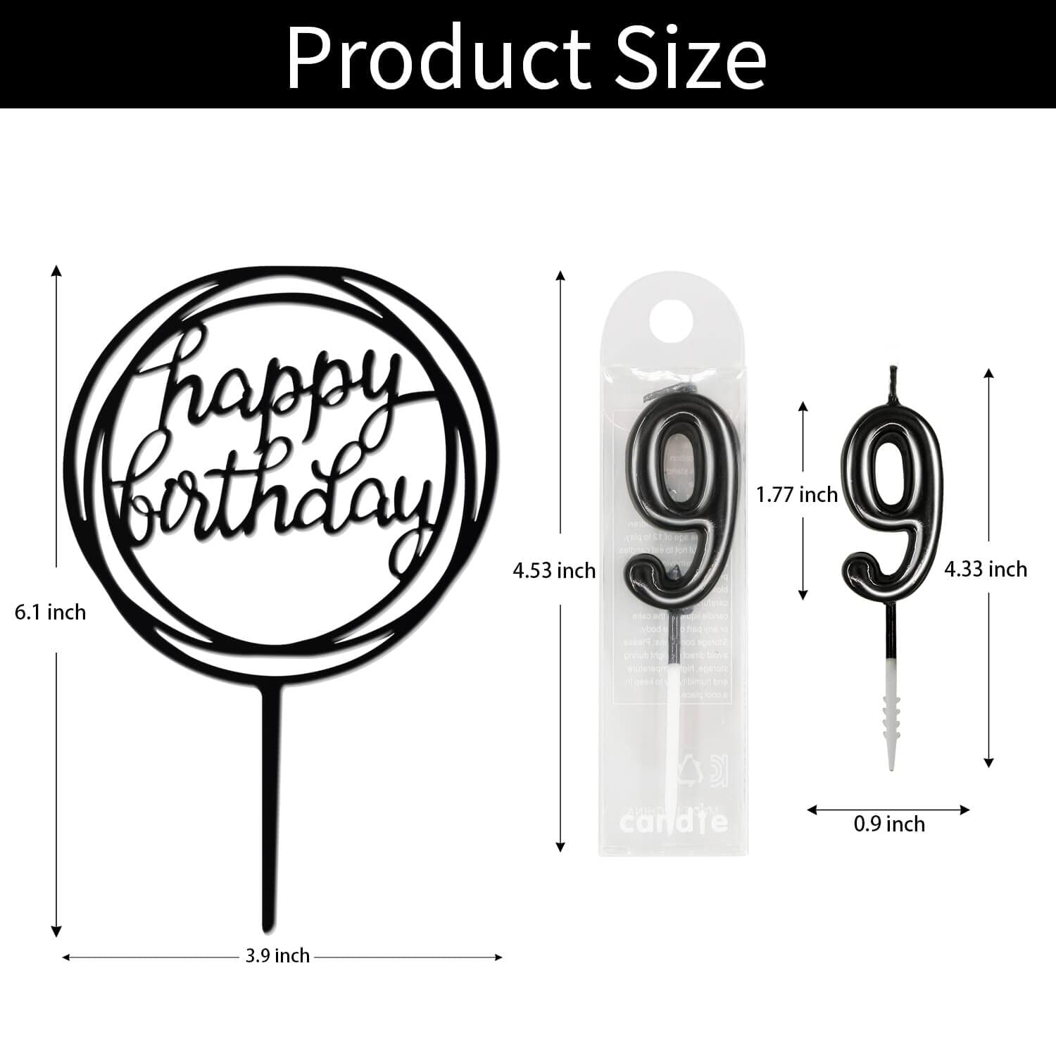 10-Piece Number Birthday Candles Set (0-9) - Glitter Cake Toppers for Birthday Parties, Weddings & Special Events - Black Sparkling Candles for Cakes, Cupcakes & Desserts