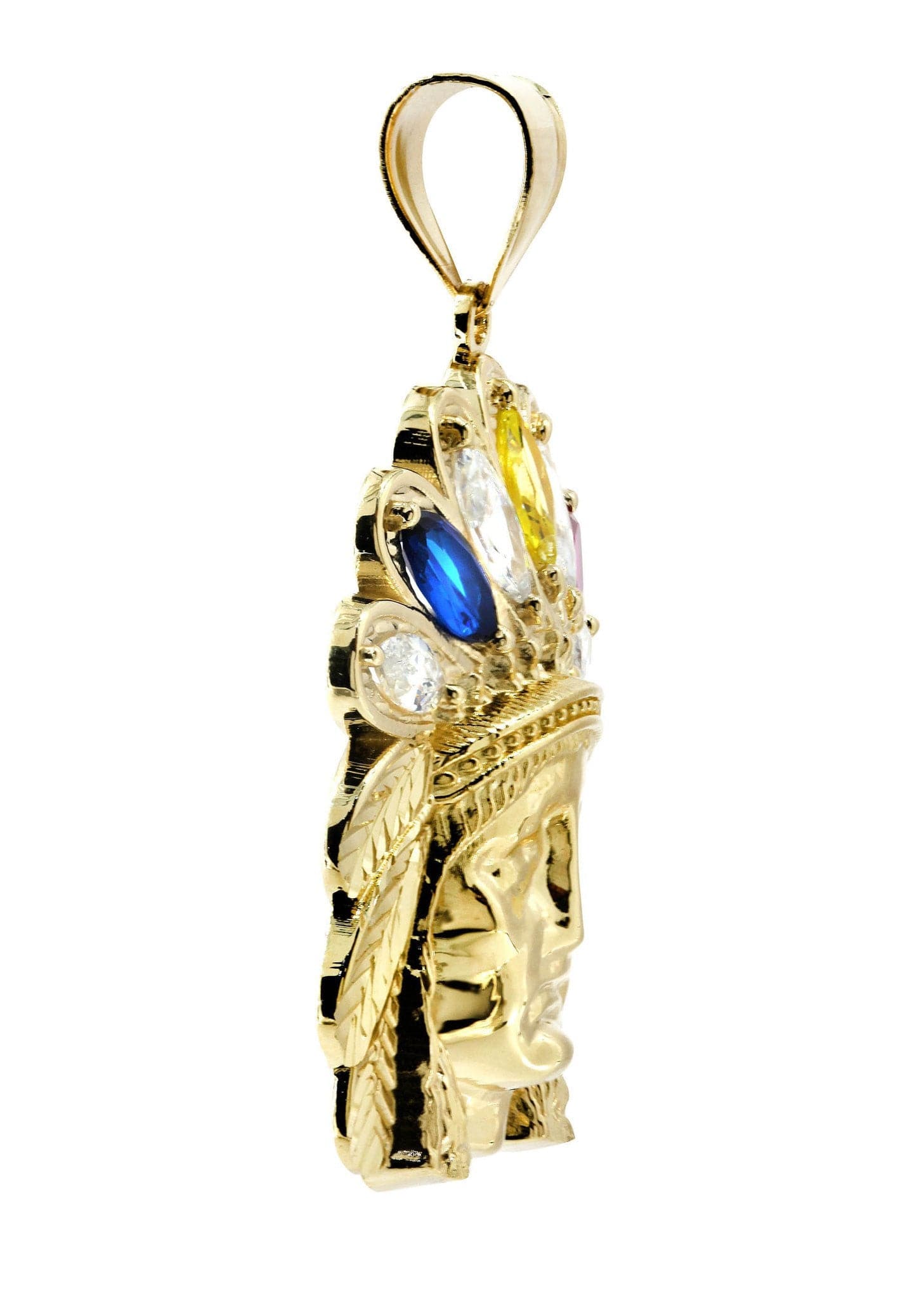 10K Gold Chief Head Pendant Necklace - 15.1 Grams Solid Gold Native American Jewelry for Men & Women - Perfect for Gifts, Weddings & Special Occasions