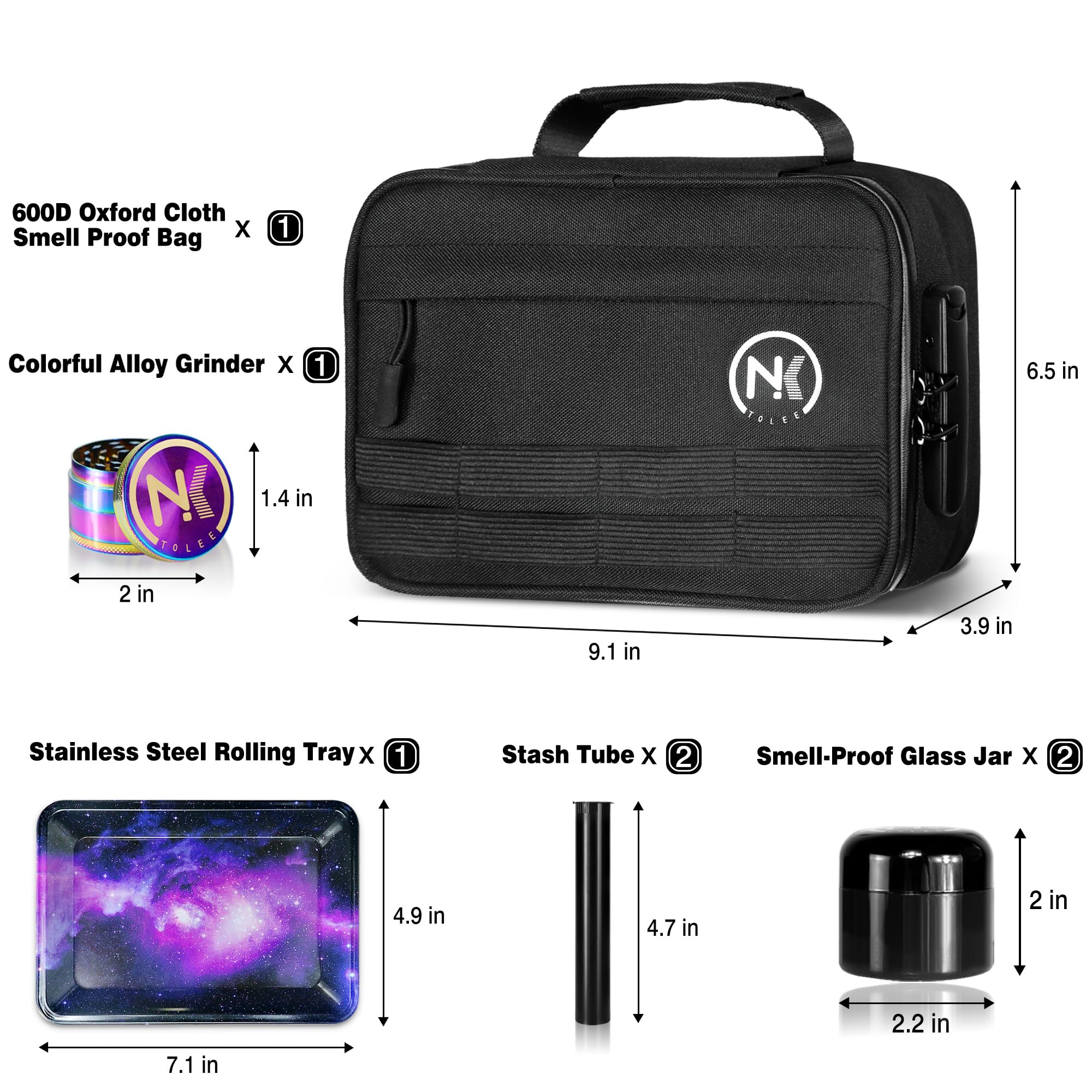 NKTOLEE Smell Proof Bag with Combination Lock - Odor Resistant Stash Box & Travel Storage Container | Personal Organizer for Cash, Jewelry, Medicine | Perfect for Travel, Camping & Outdoor Activities