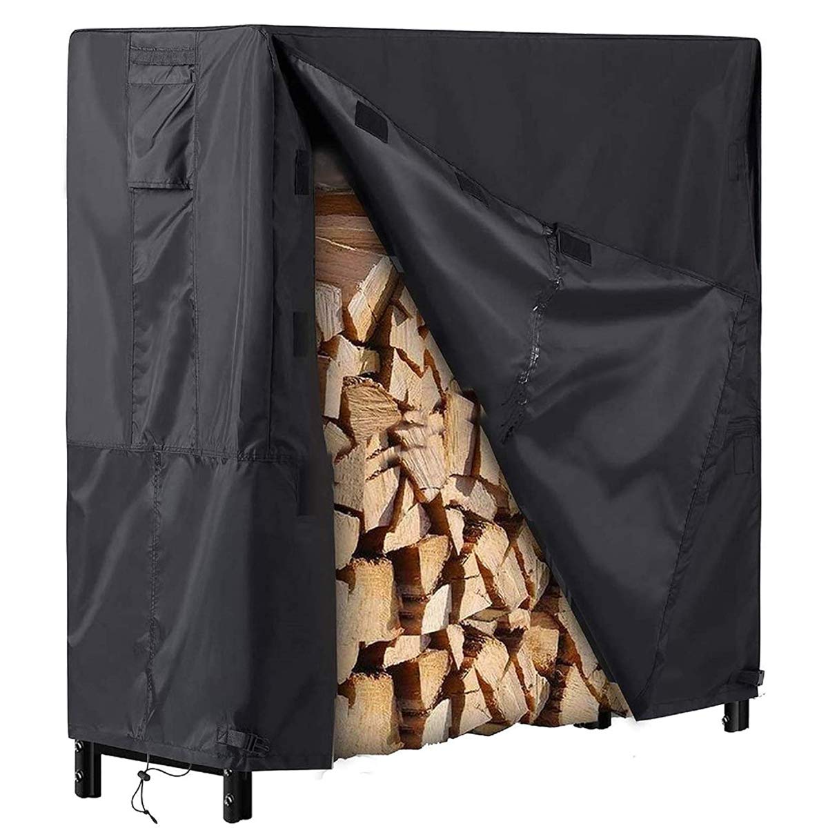 4 Ft. Firewood Rack with Cover - Heavy Duty Steel Log Holder for Indoor & Outdoor Use - Perfect for Fireplace, Patio, and Camping Storage