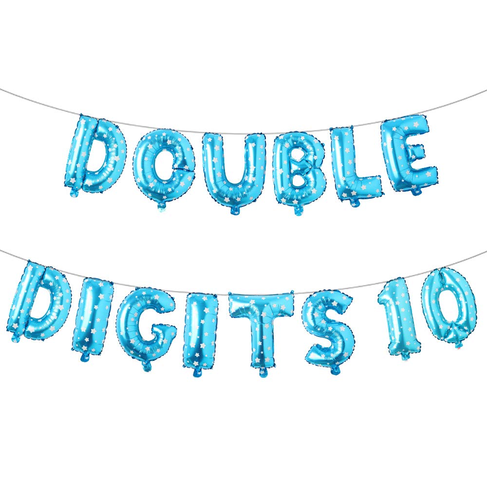 Double Digits 10 Balloon Banner - Happy 10th Birthday Party Decorations - Multicolor Ten Years Old Birthday Supplies (Blue Star) | Perfect for Birthday Parties, Milestone Celebrations & Photo Backdrops