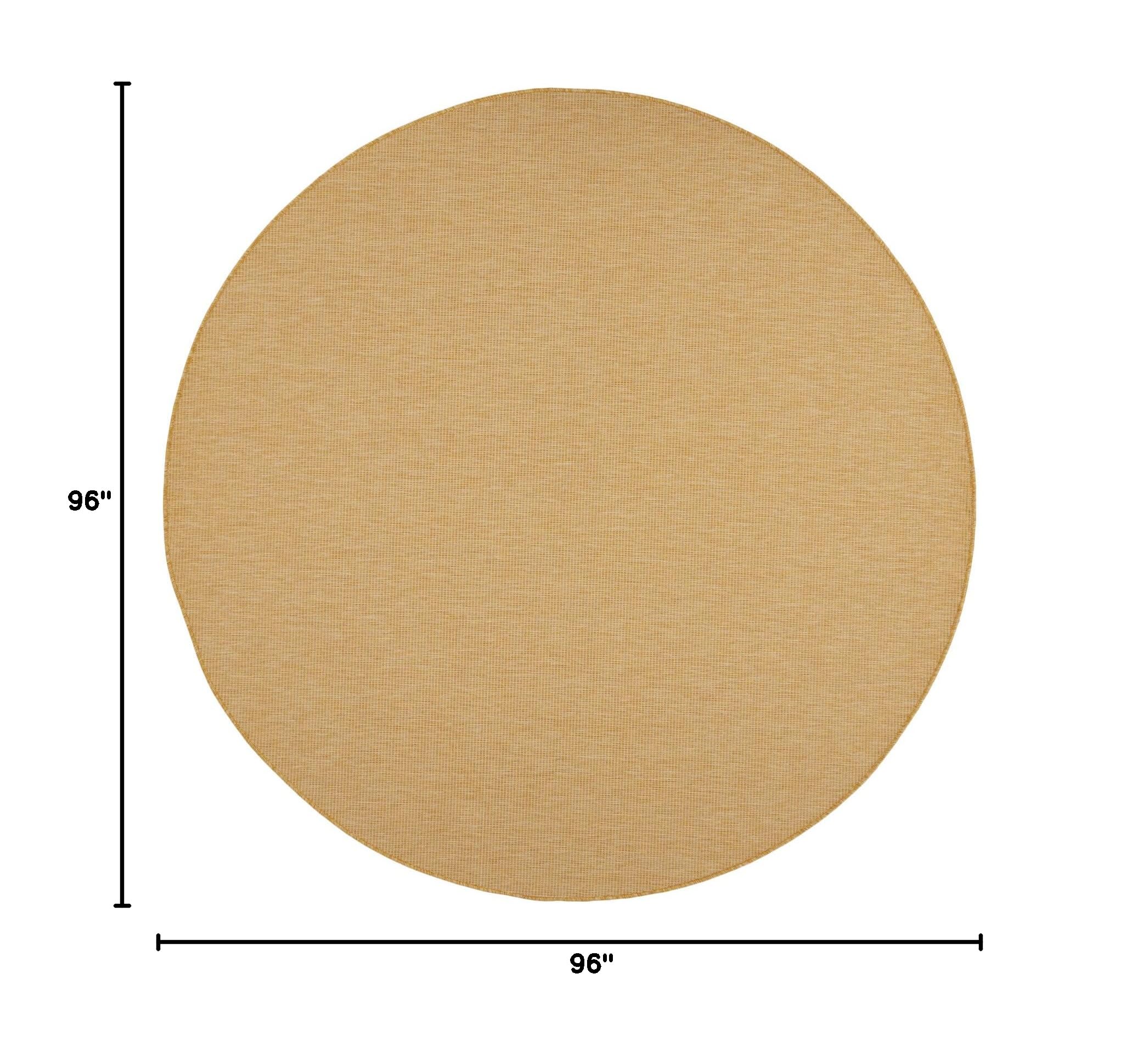 Nourison Positano 8' Round Indoor/Outdoor Area Rug - Yellow, Easy to Clean, Non-Shedding for Bedroom, Living Room, Dining Room | Perfect for Backyard, Deck & Patio Use