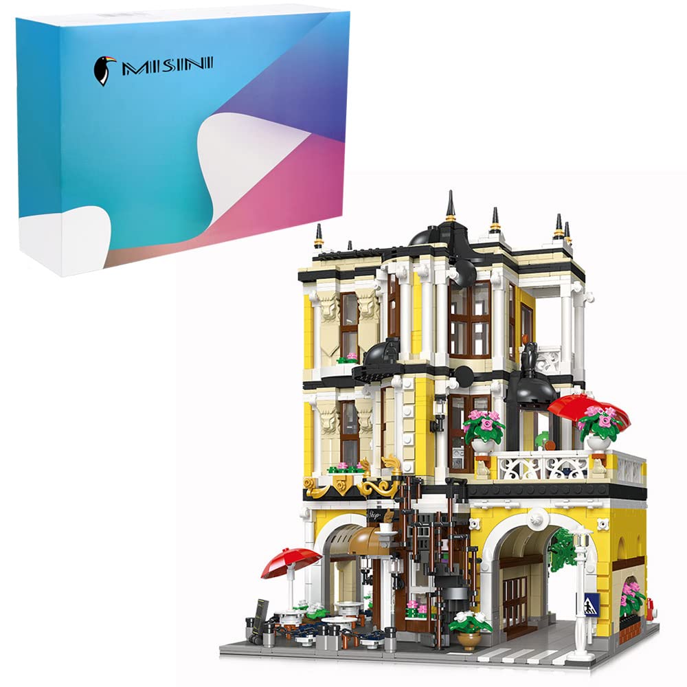 Jie-Star 89124 Tea Shop Street View Building Blocks Set - 2985PCS Modular Architecture Model with Layered Design, Compatible with Lego - Perfect for Home Decoration, DIY Gift & Creative Play