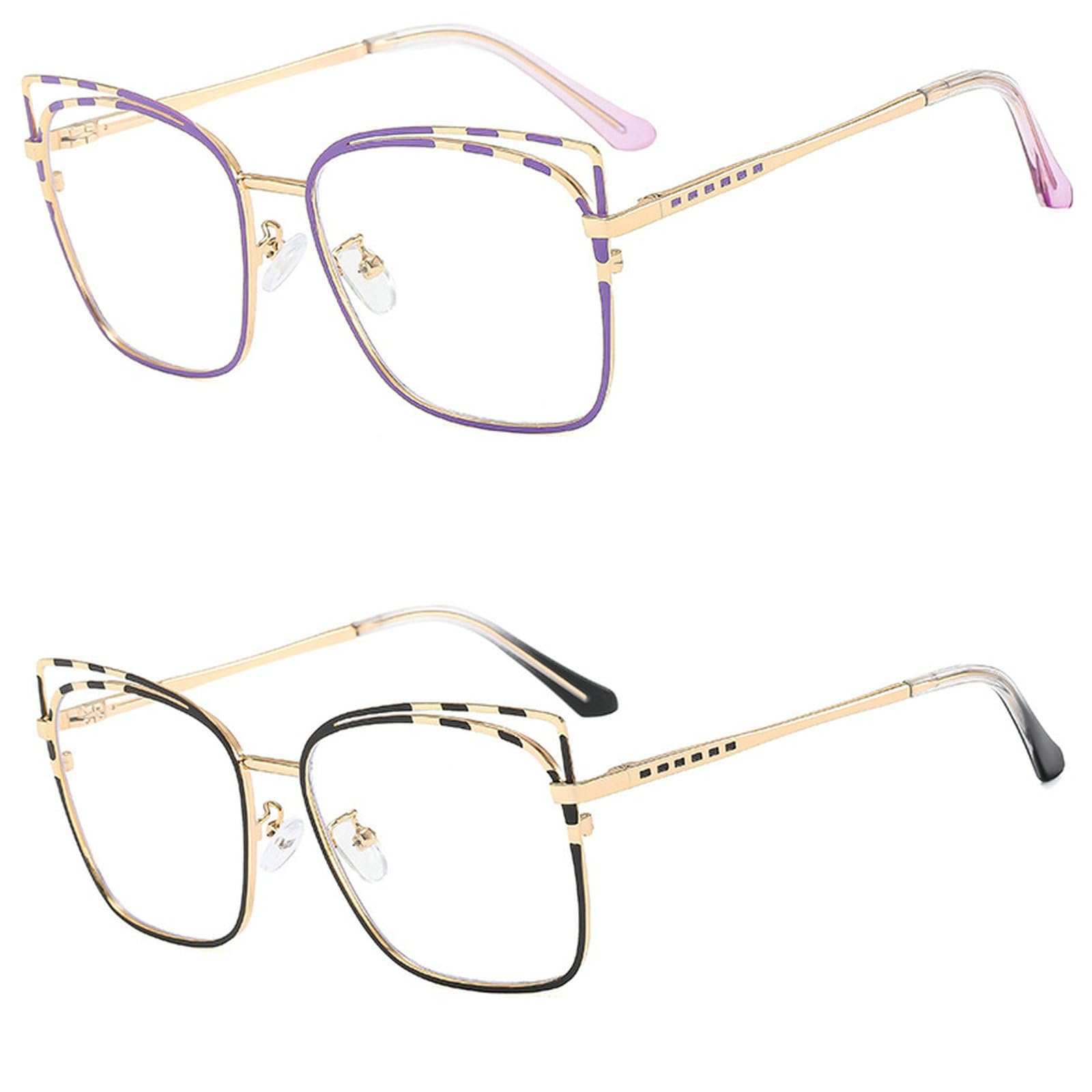 Vintage Metal Cat Eye Blue Light Blocking Reading Glasses for Women - Round Retro Eyeglass Frames with Magnifying Lenses for Presbyopia | Perfect for Office Work, Screen Time & Book Reading