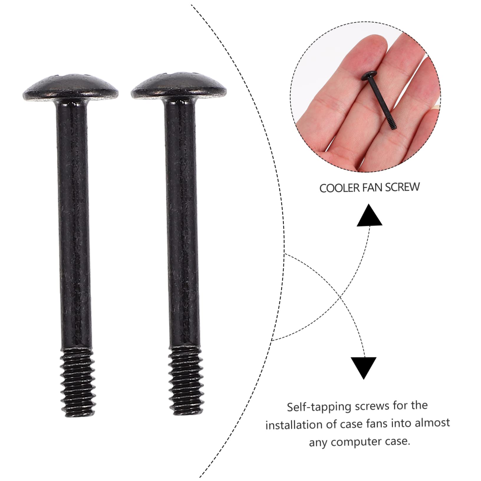 Homoyoyo 100 Pcs Black Self-Tapping Computer Case Fan Screws - Fastener Kit for PC Case, Laptop, Ceiling Fan & Cooler Installation - Durable Case Fan Accessories for Easy Cooling System Setup