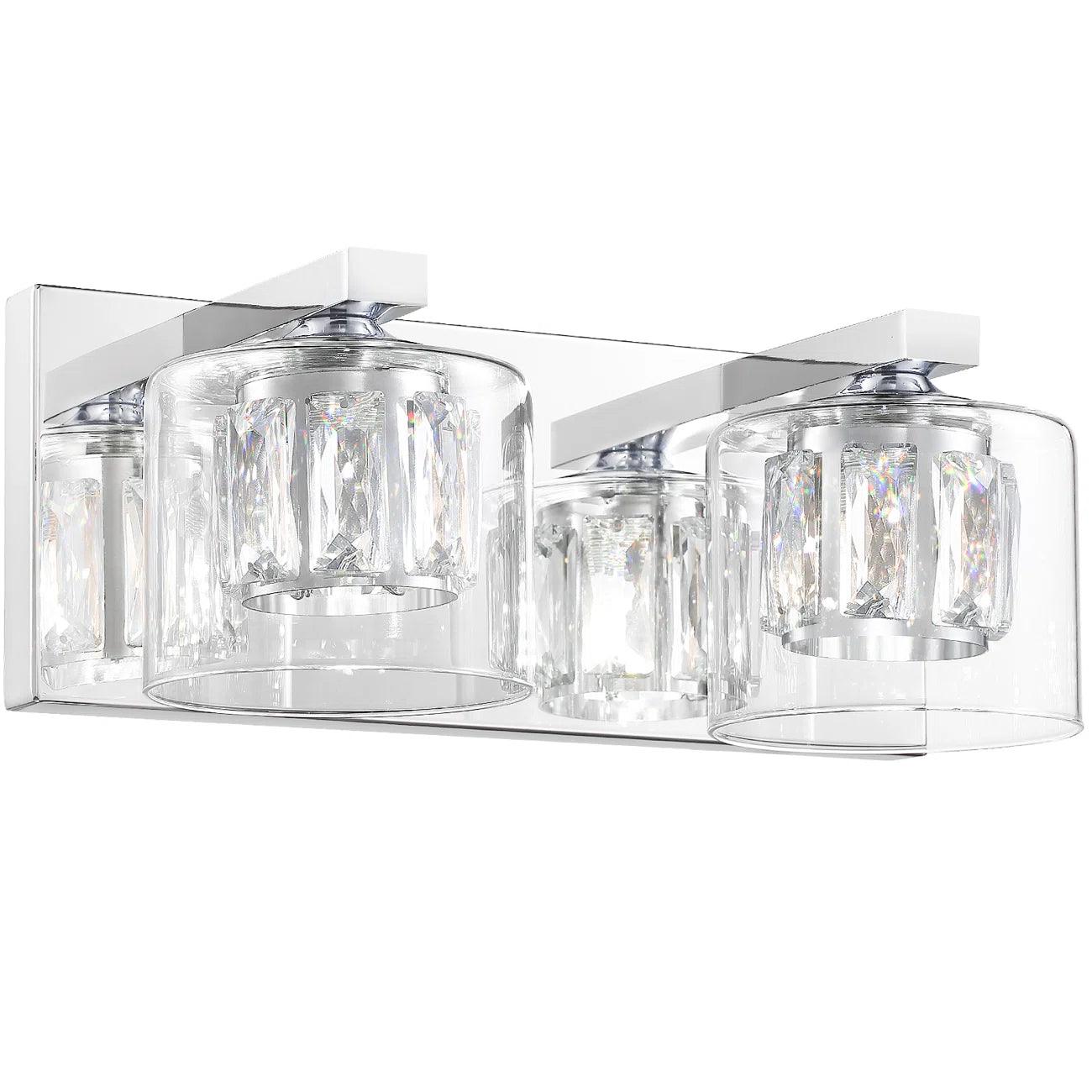 Kolt Chrome Modern 2-Light Bathroom Vanity Light Fixture - Perfect for Bathroom Makeovers & Spa-Like Ambience