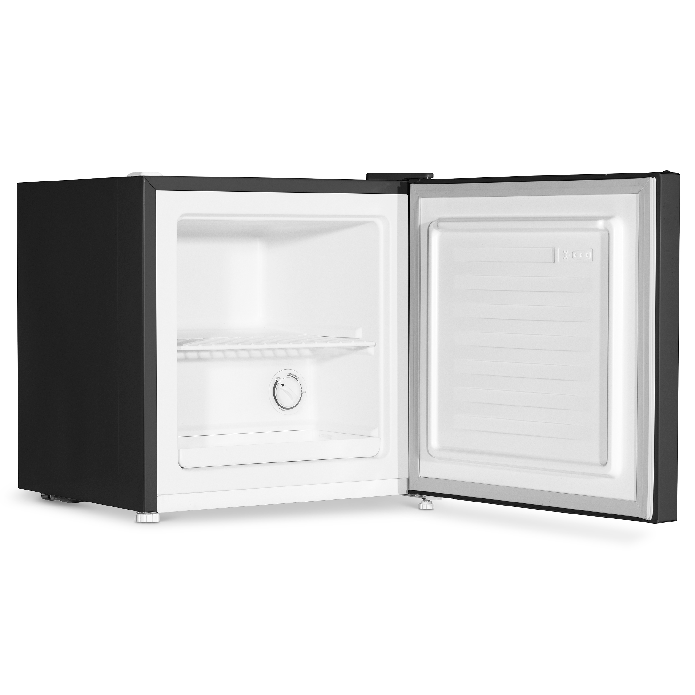 Baridi 31L Mini Tabletop Fridge and Freezer with Reversible Door - Compact Black Refrigerator for Bedroom, Office, Dorm, or Small Spaces - Perfect for Drinks, Snacks, and Beauty Products Storage