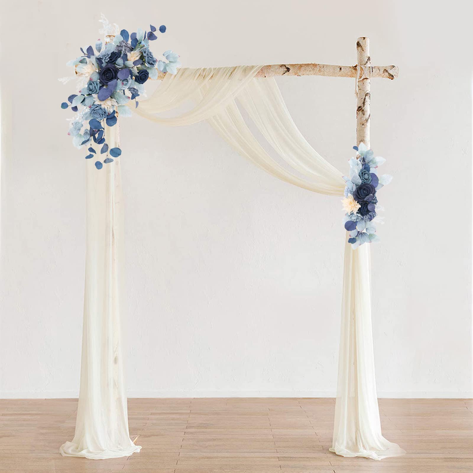 2 Pack Artificial Blue Rose Flower Swags with Eucalyptus Leaves - Faux Black Floral Arrangement for Dark Wedding Arch, Party & Home Wall Decor | Perfect for Gothic Weddings, Halloween Decor & Moody Aesthetic Interiors