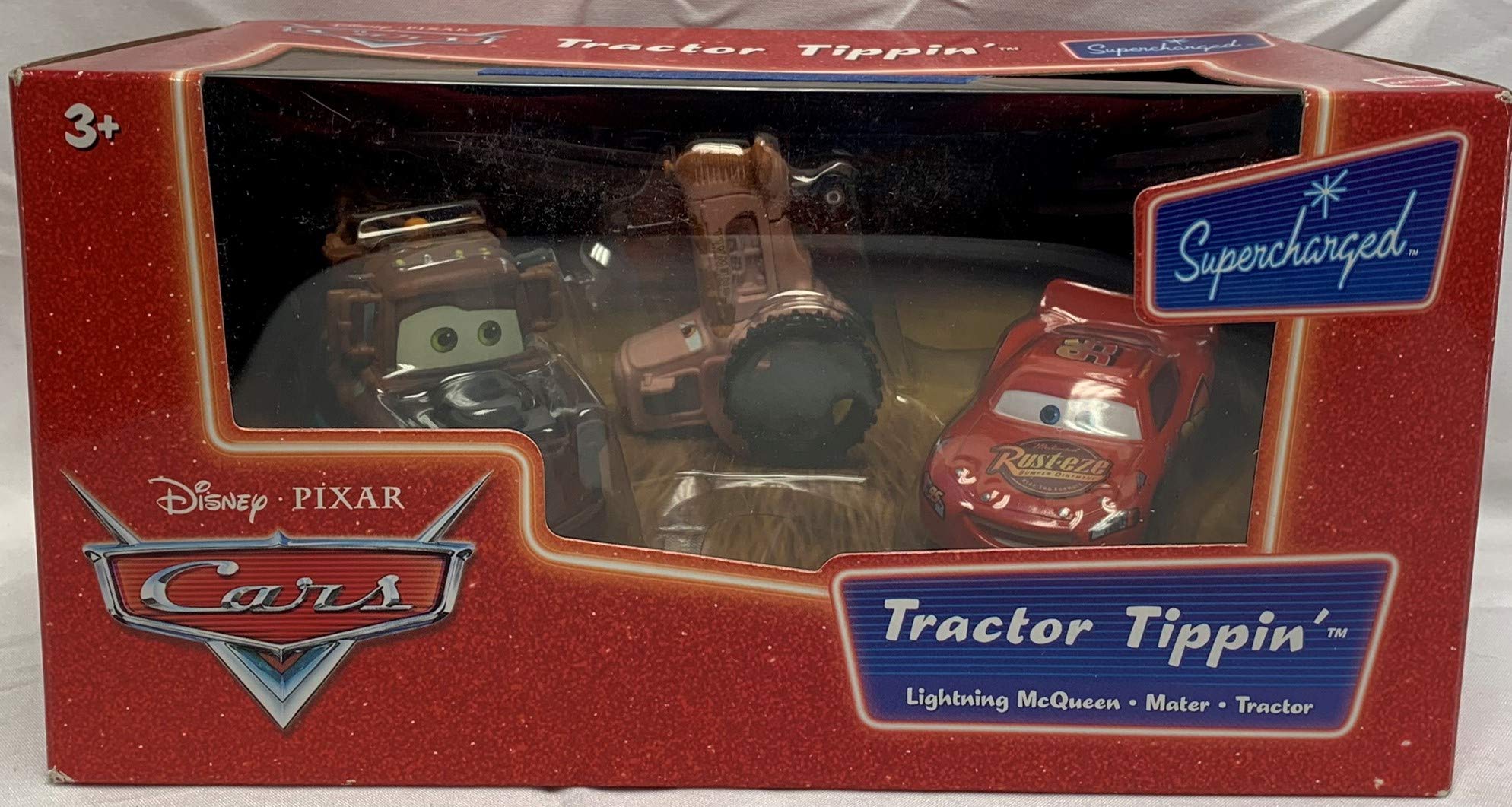 Disney Pixar Cars Supercharged Tractor Tippin' Die Cast Car Set - Lightning McQueen & Mater Toy Cars with Tractor for Kids Collection | Birthday Gifts, Playtime Fun, and Movie-Themed Decor