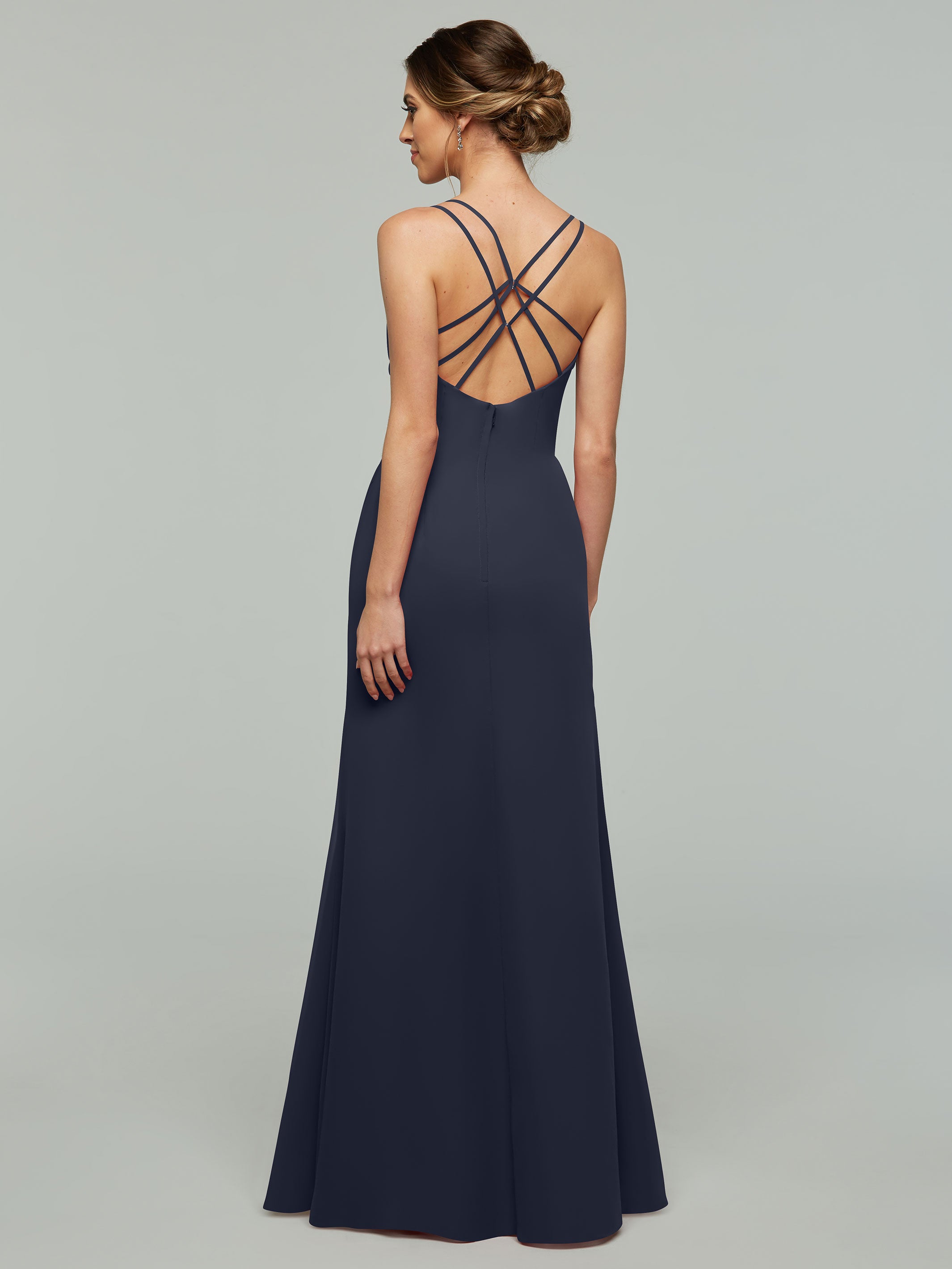 Elegant 80130 Chiffon Sheath Bridesmaid Dress with V-Neck & High Slit - Perfect for Weddings, Formal Events & Evening Parties