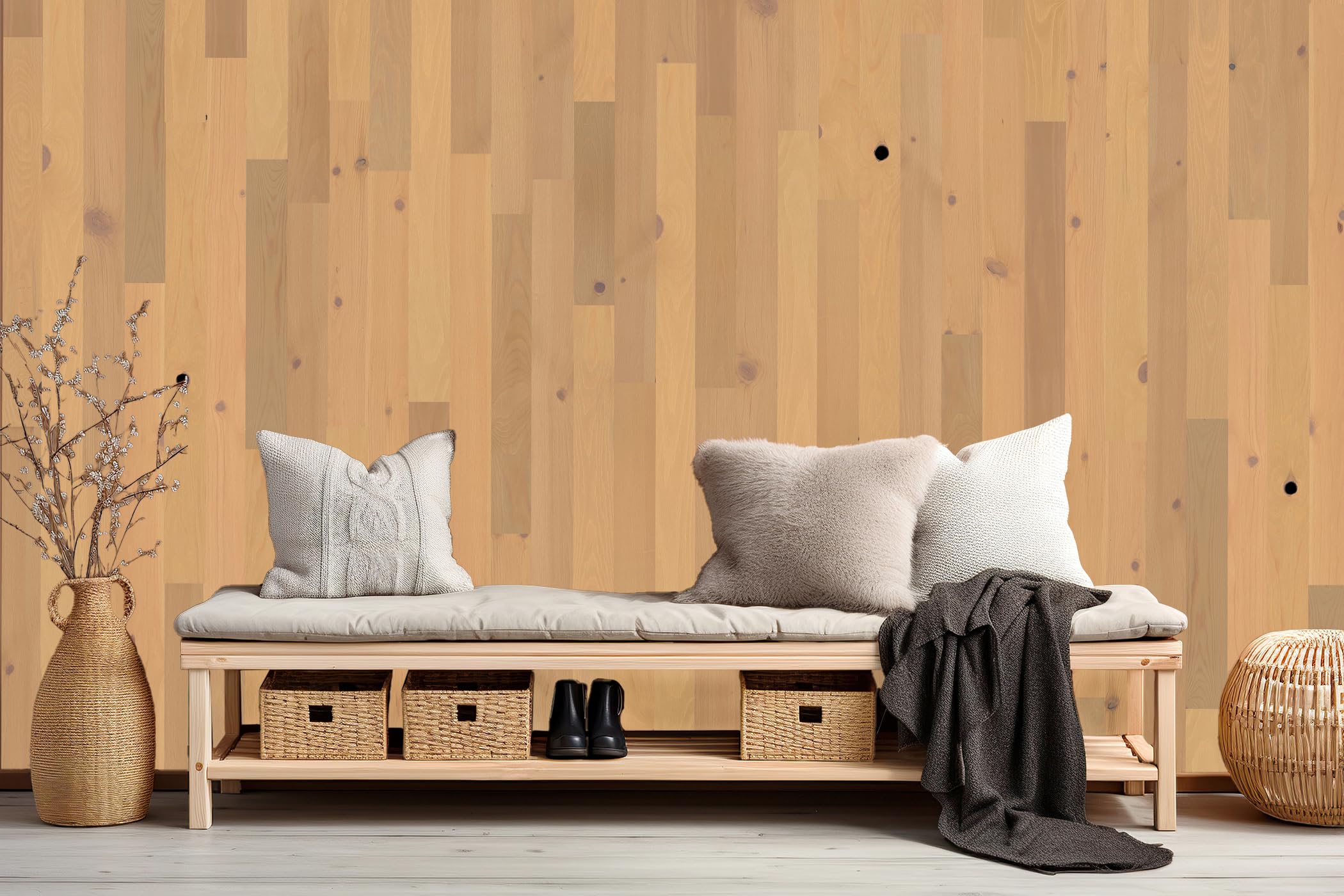 Timberchic Pine Wooden Wall Planks - Peel & Stick Wall Panels for DIY Accent Walls, Home Decor & Renovation - Modern Wood Wall Covering (3