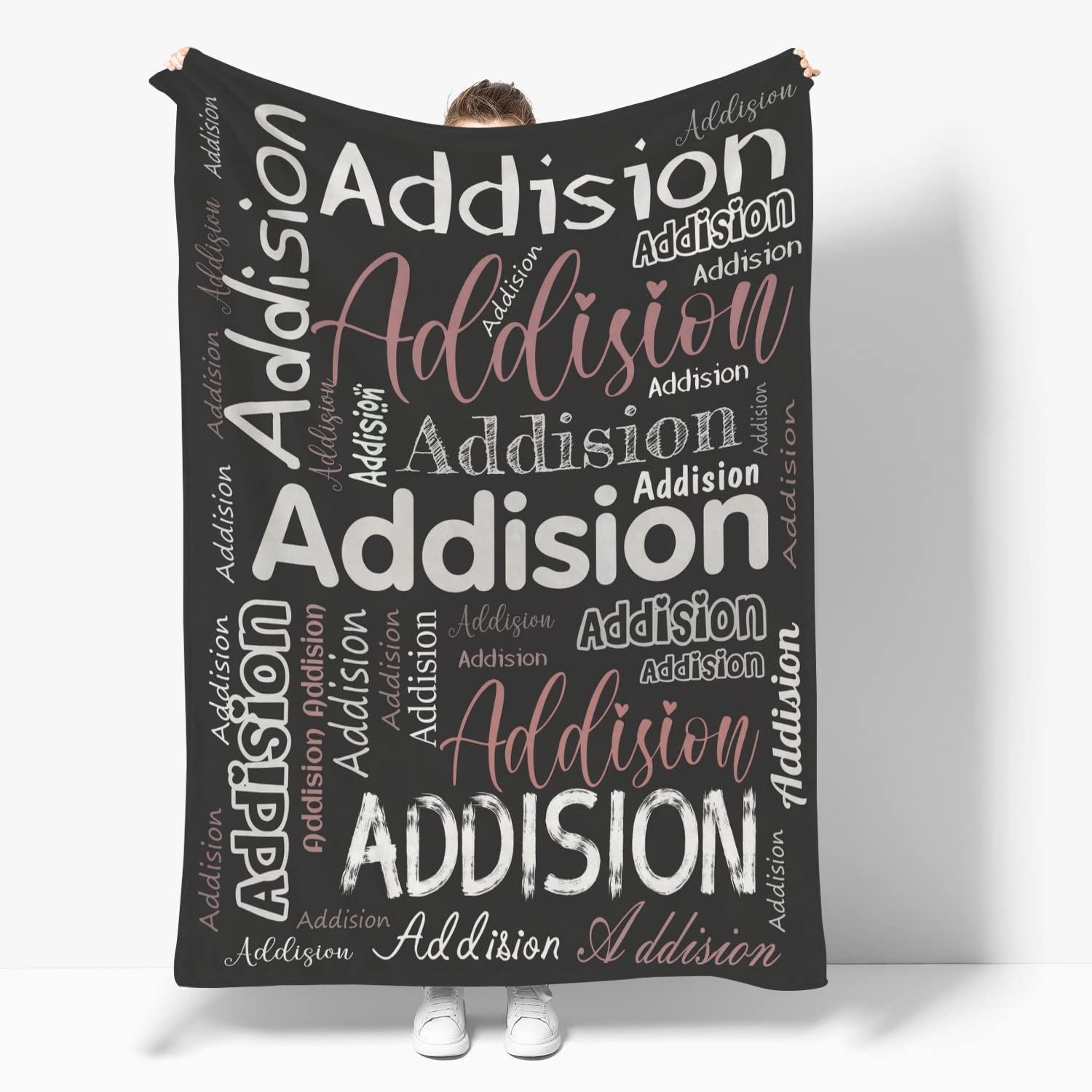 Personalized Custom Blanket with Name - Soft & Cozy Black Throw Blanket for Adults - Perfect for Bed, Couch & Sofa - DIY Monogrammed Fleece Blanket Gift for Christmas, Anniversary & Home Decor