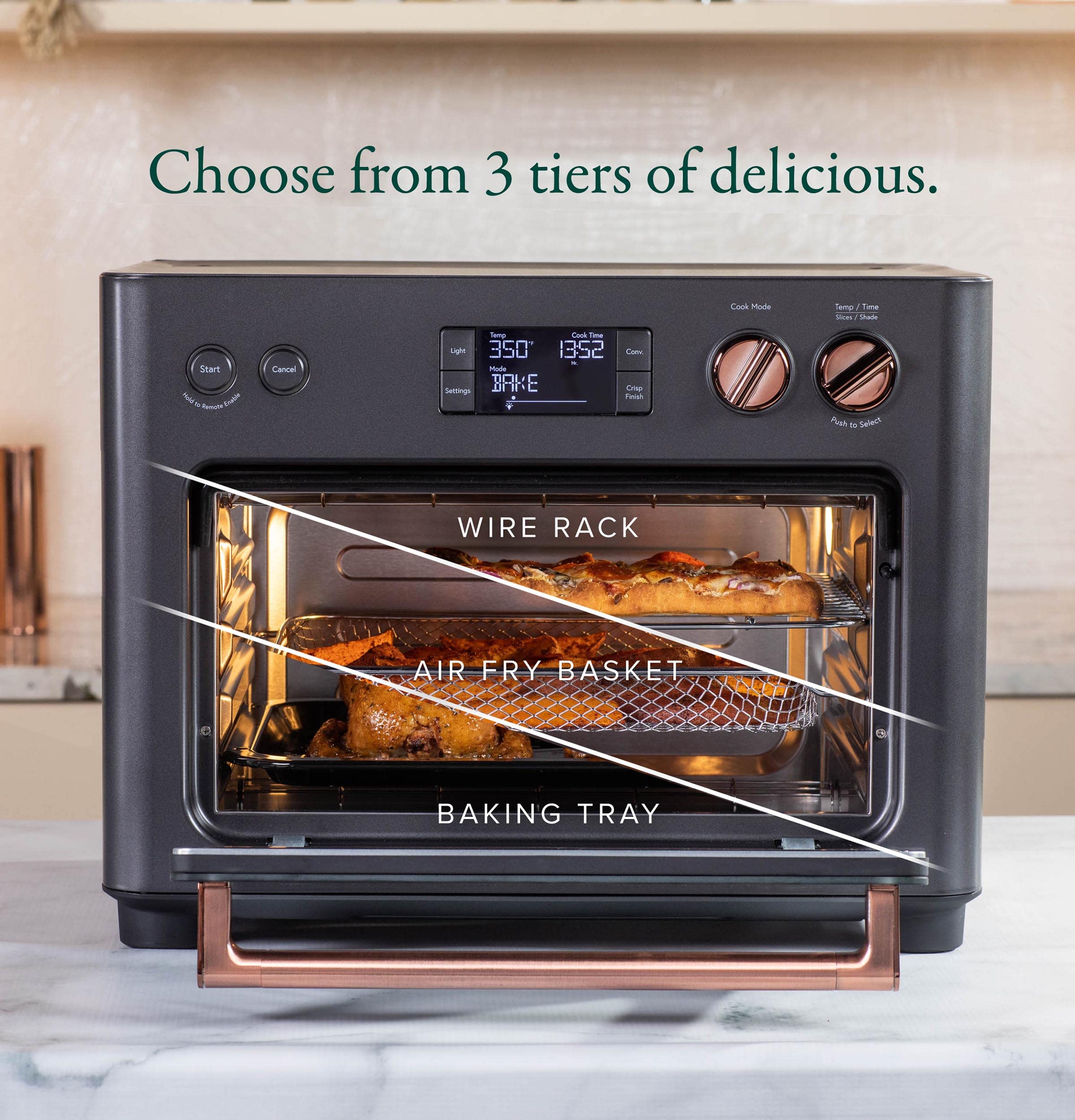 Café Couture Smart Oven with 14 Cooking Modes - Air Fryer, Bake, Broil, Roast, Toast & Pizza Maker | WiFi & Voice Control Enabled | Compact Countertop Appliance in Matte Black | Perfect for Small Kitchens, Apartments & Air Frying Healthy Meals