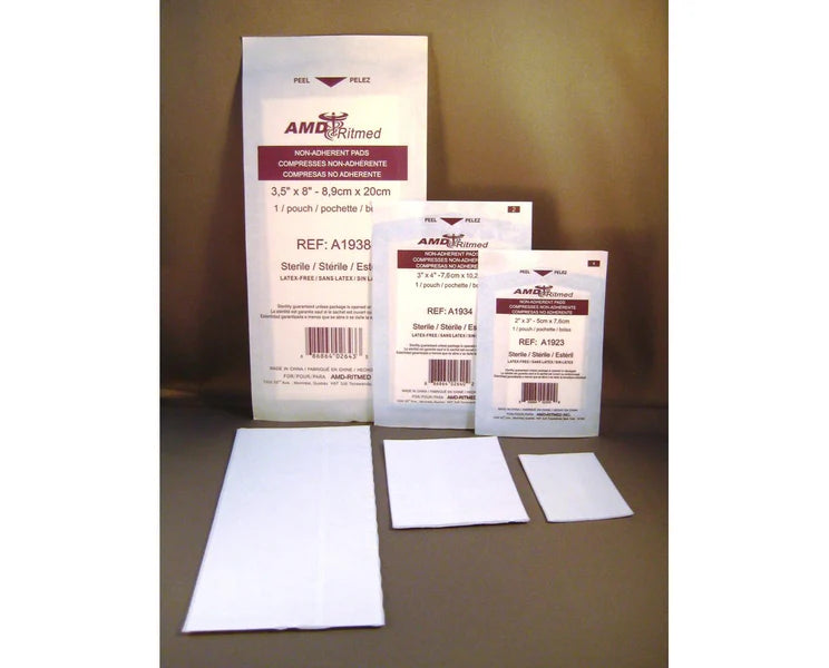 AMD Ritmed Non-Adherent Wound Dressing Pads | Sterile & Breathable for First Aid, Burns & Post-Surgical Care