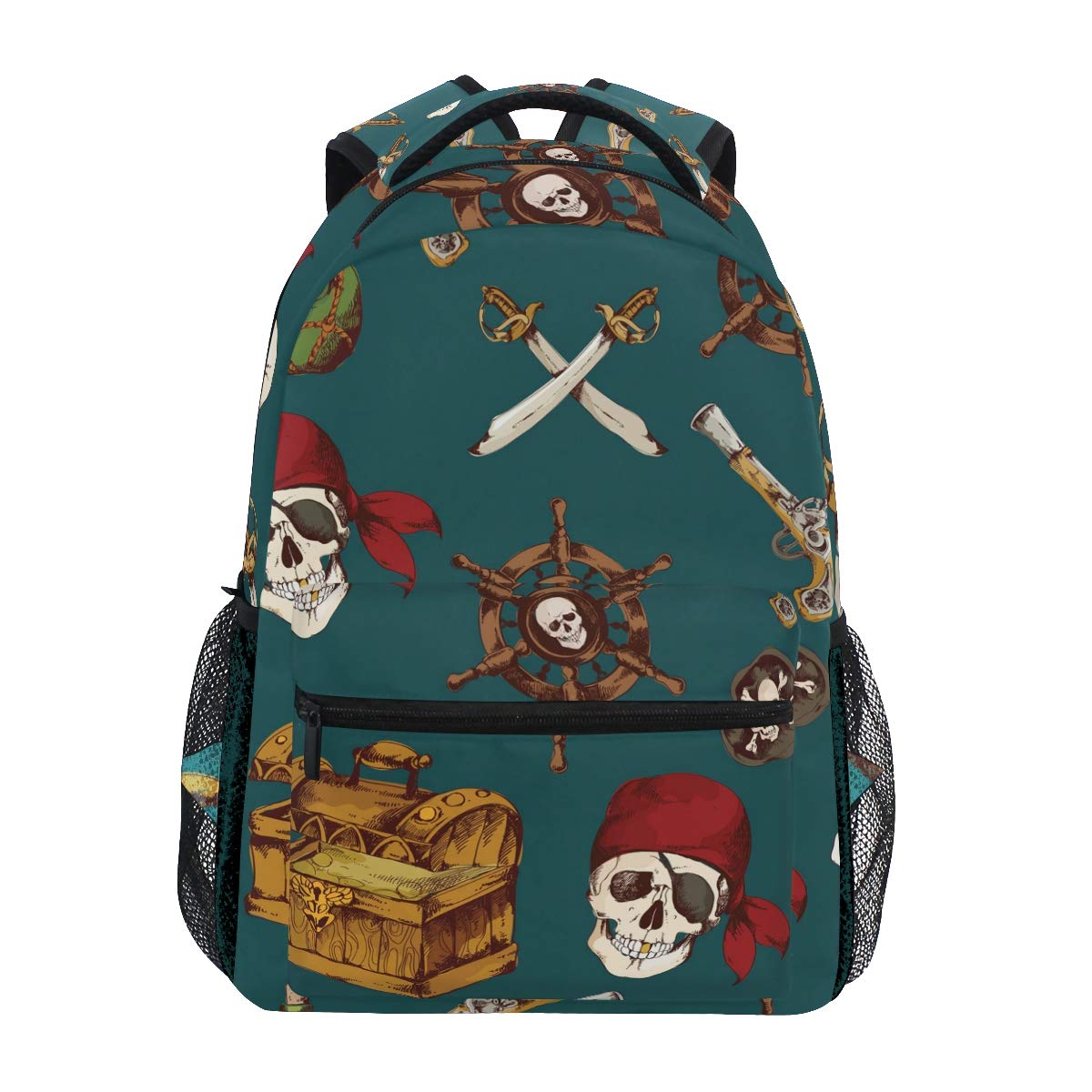 Stylish Pirate Pattern Backpack - Durable School Bag & Travel Rucksack for Students | Perfect for College, Hiking & Daily Commute