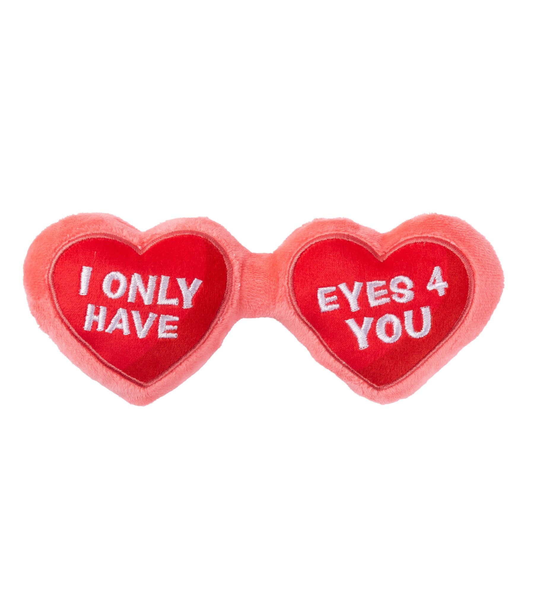 Fuzzy Valentine's Day Plush Dog Toy with Heart-Shaped Eyes - Cute & Soft Puppy Chew Toy for Small & Medium Dogs - Perfect Gift for Pet Lovers (Use for Playtime, Training Rewards & Cuddling)