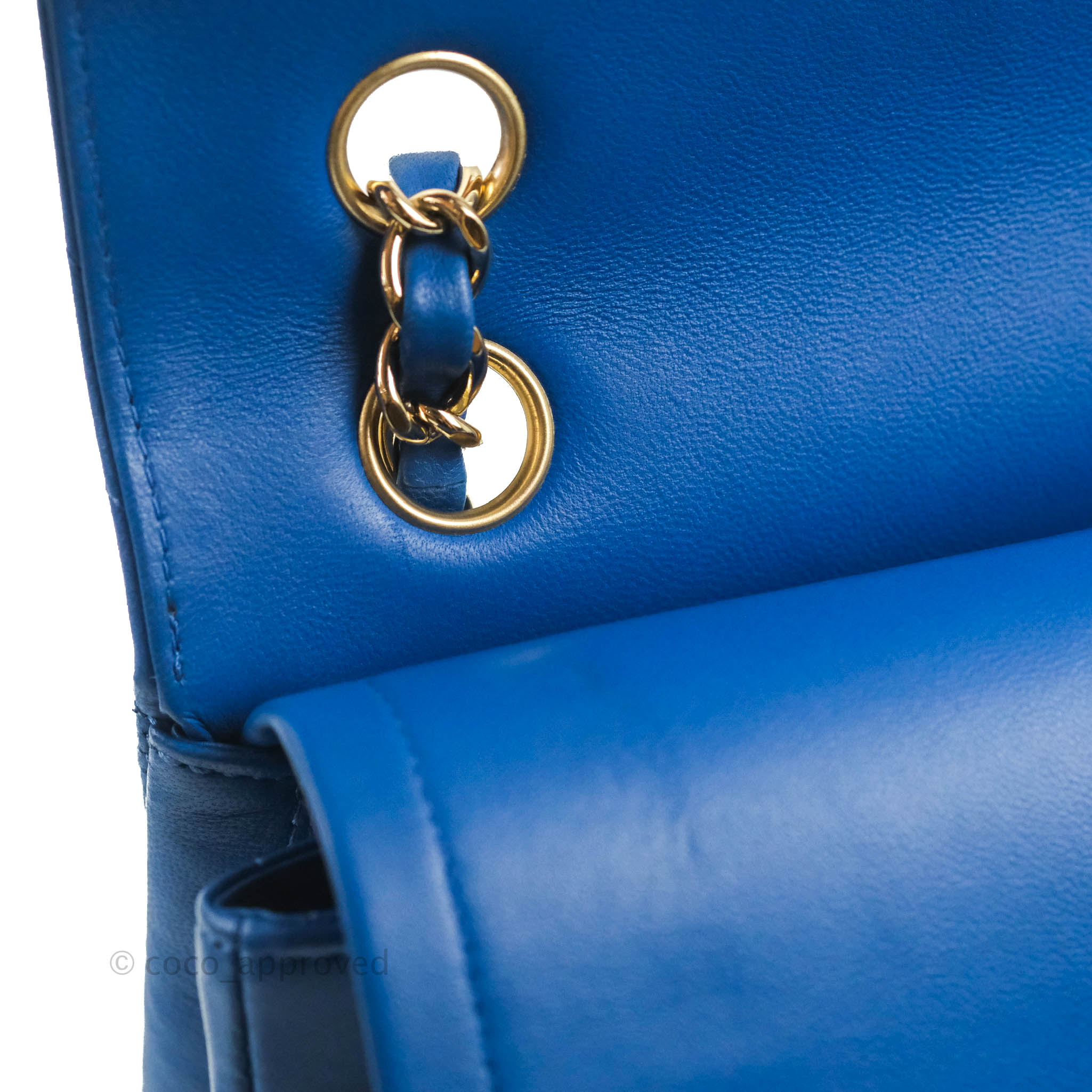 Chanel Classic Chevron Small Double Flap Bag in Blue Lambskin Leather with Gold Hardware - Luxury Crossbody Purse for Women, Perfect for Evening Events & Date Nights