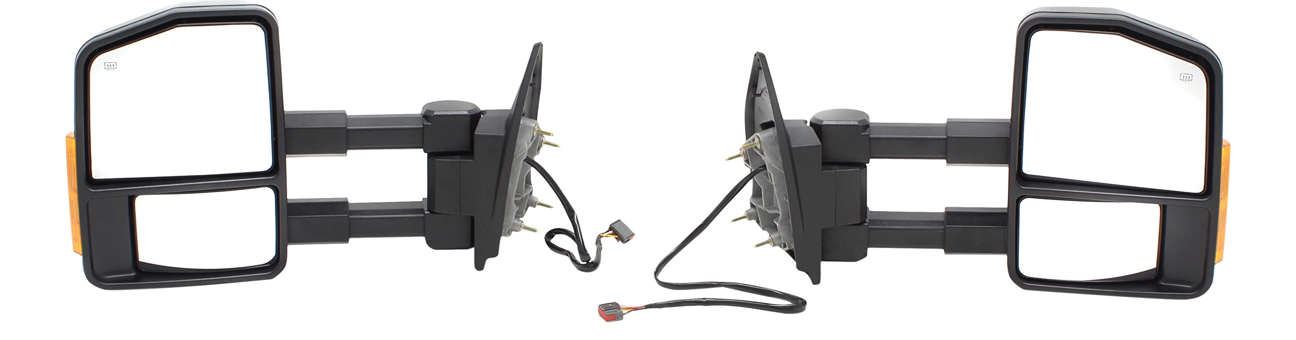 Heated Towing Mirrors for Ford F-250 F-350 Super Duty 2011-2016 - Manual Fold, Signal Light, Textured Surface (Driver & Passenger Side) - Perfect for Towing, Hauling & Winter Driving