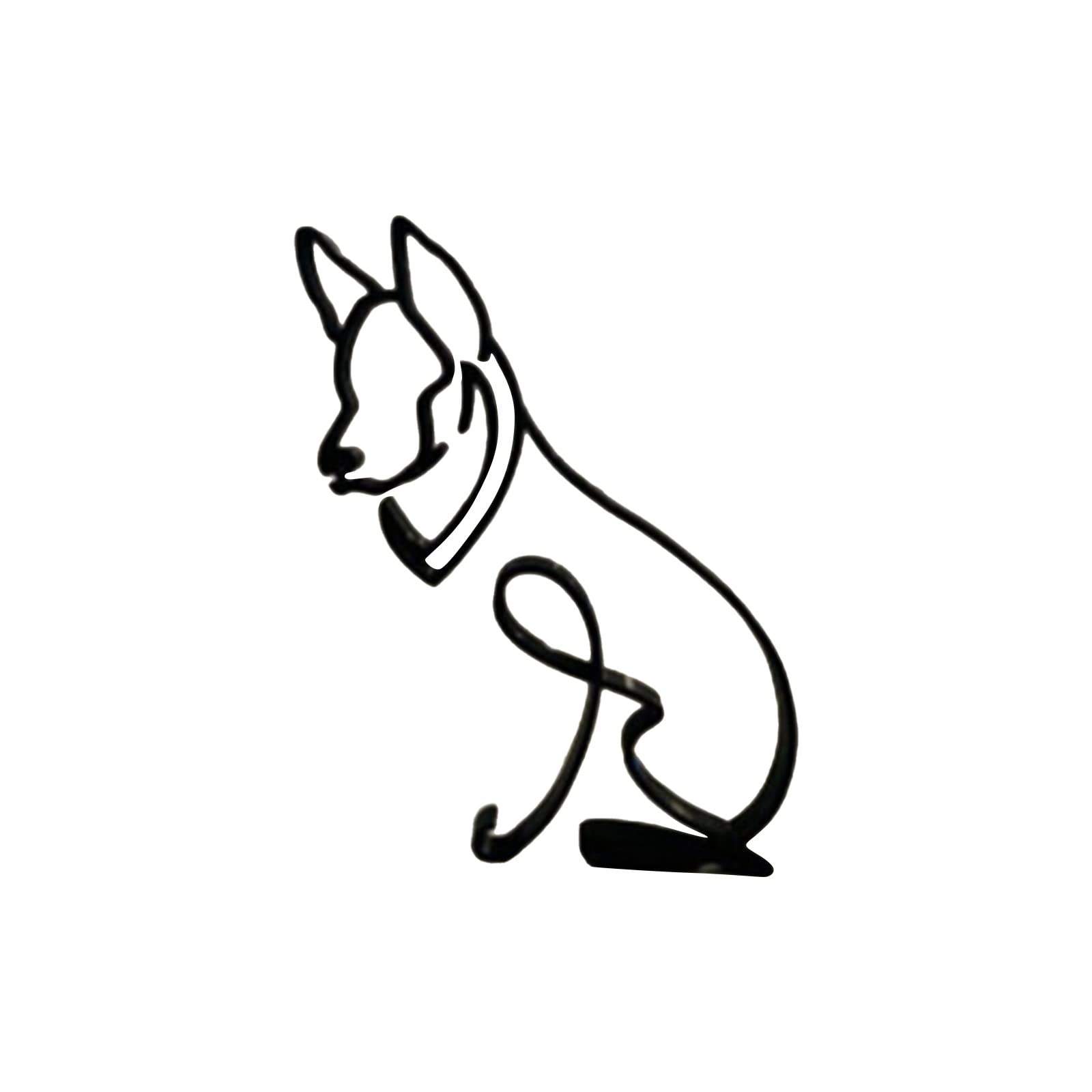 Minimalist Metal Cat and Dog Sculpture - Elegant Iron Desktop Ornament for Home & Office Decor - Retro Black Animal Art Statue - Perfect for Bookshelf, Desk, or Gift Giving