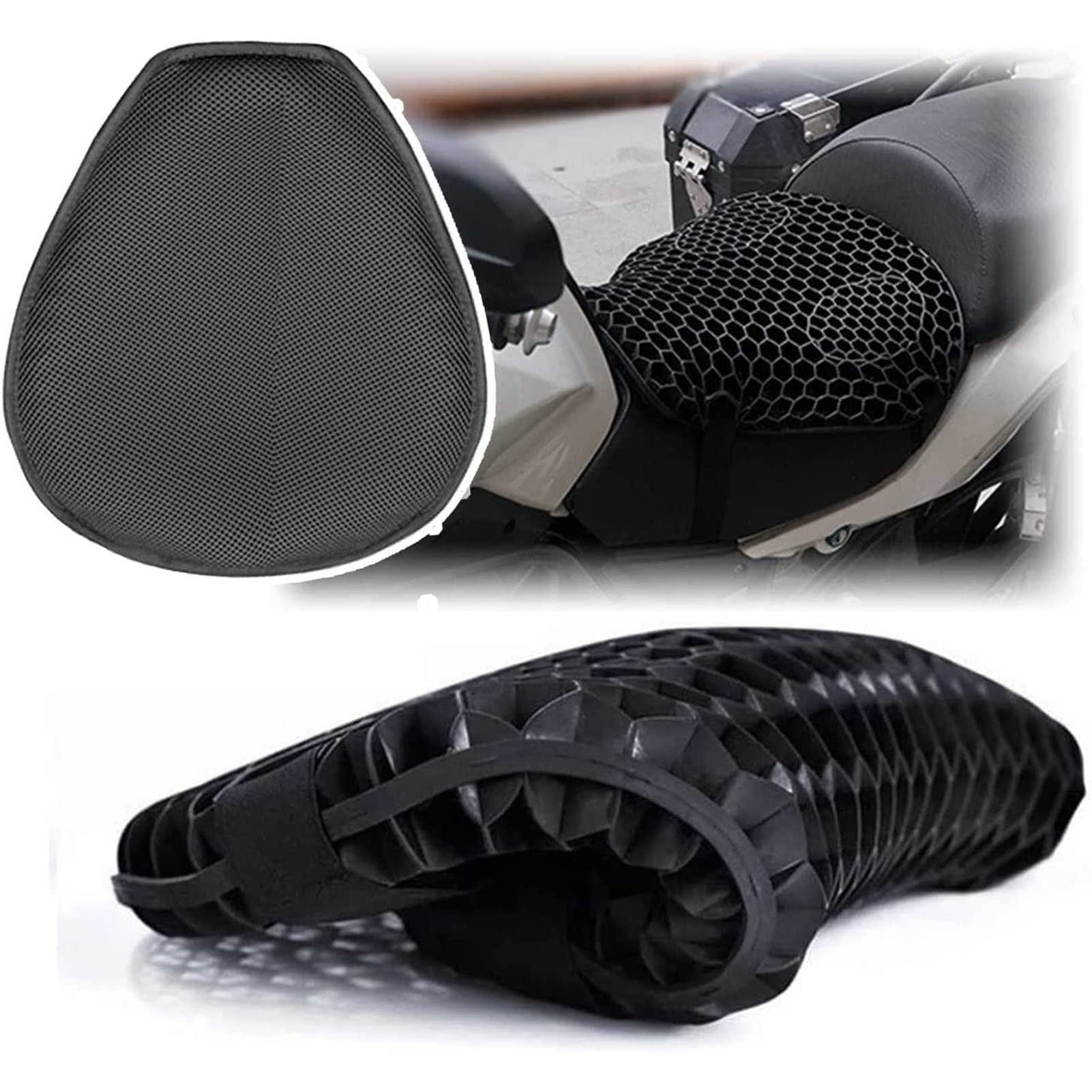 Universal Motorcycle Seat Pad - 3D Honeycomb Cushion Cover for All Bike Models | Comfort Ride