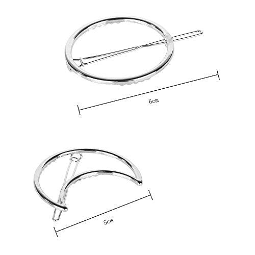 Trendy Hair Clips for Women & Girls - 4 Pack Gold & Silver Hairpins with Circle, Triangle, Moon & Infinity Designs - Perfect for Parties, Weddings & Everyday Styling